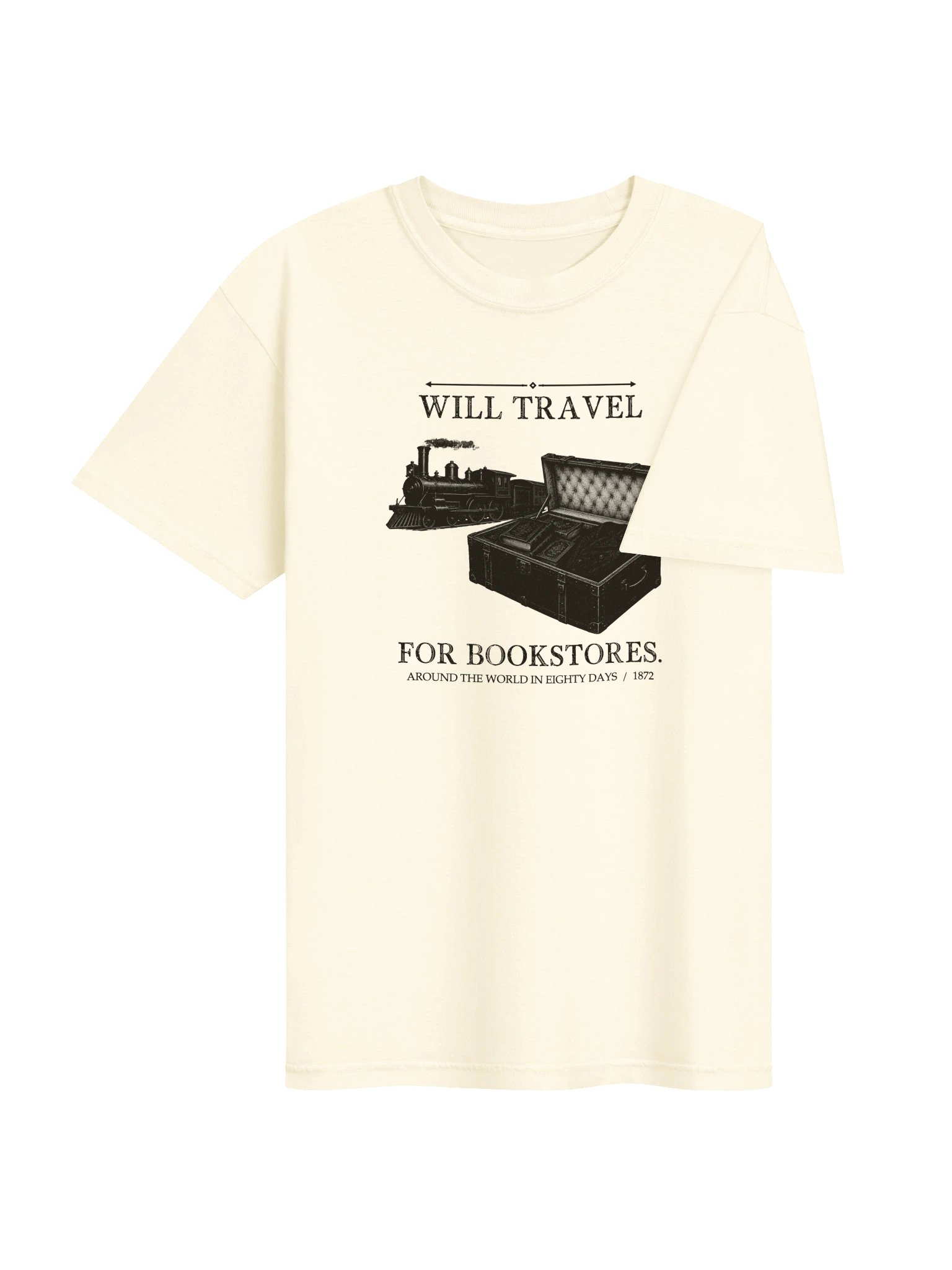 Will Travel For Bookstores -- Around the World in Eighty Days Tee (Light) product image (13)
