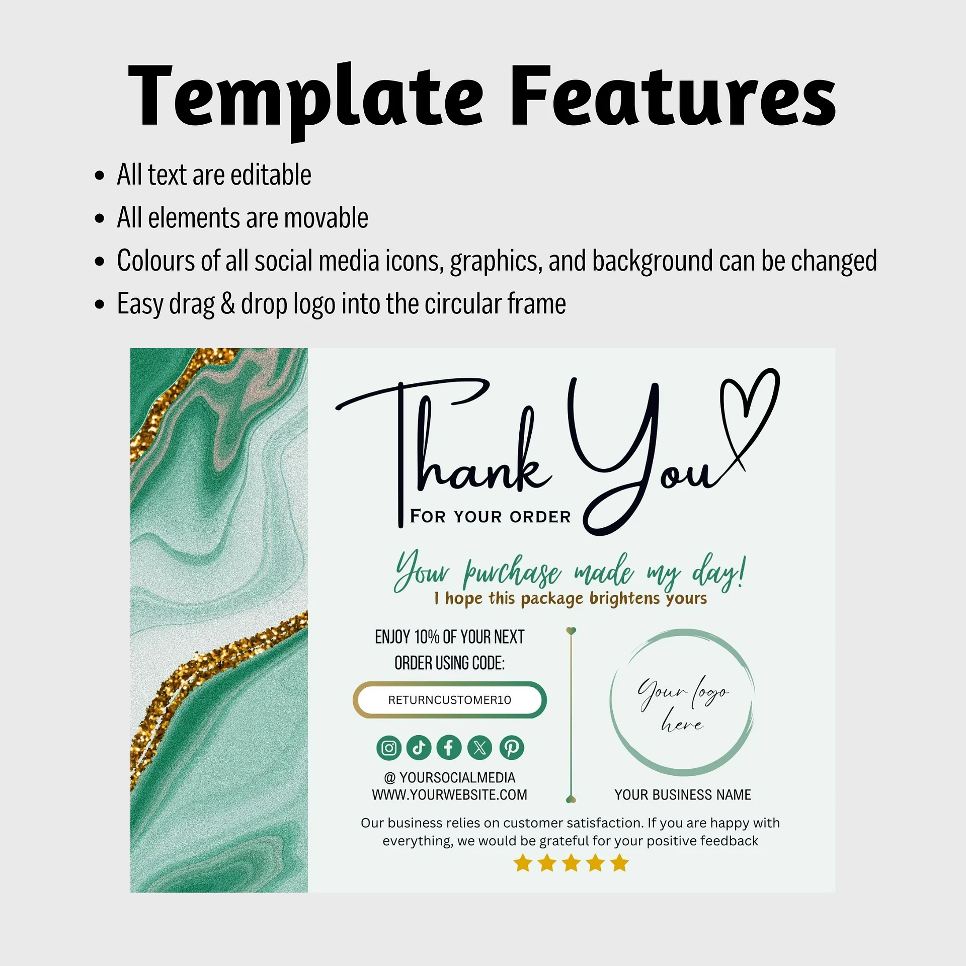 Esmeralda - Thank You Card Template product image (7)