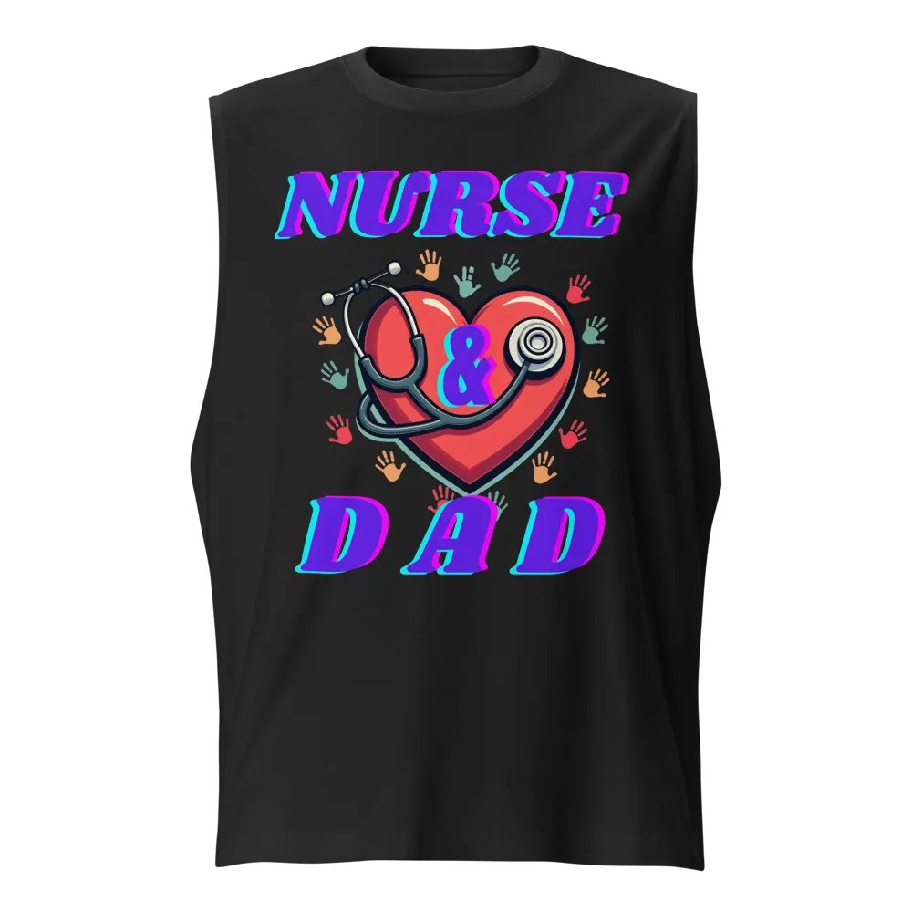 Nurse Dad Heart & Stethoscope Muscle Tank product image (1)