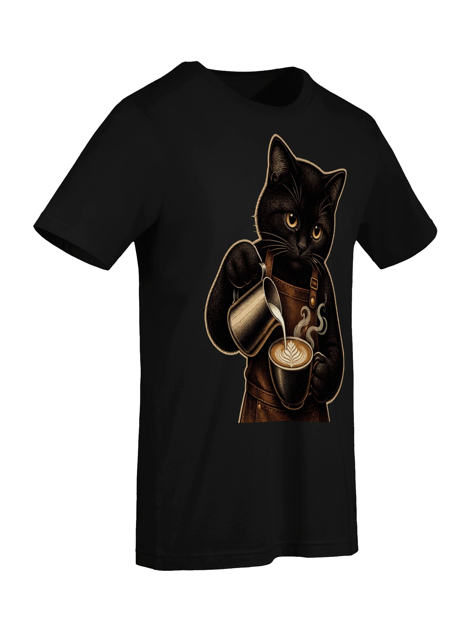 Coffee Cat Club Barista T-Shirt - Vintage Black Cat Coffee Lover Graphic Tee product image (44)