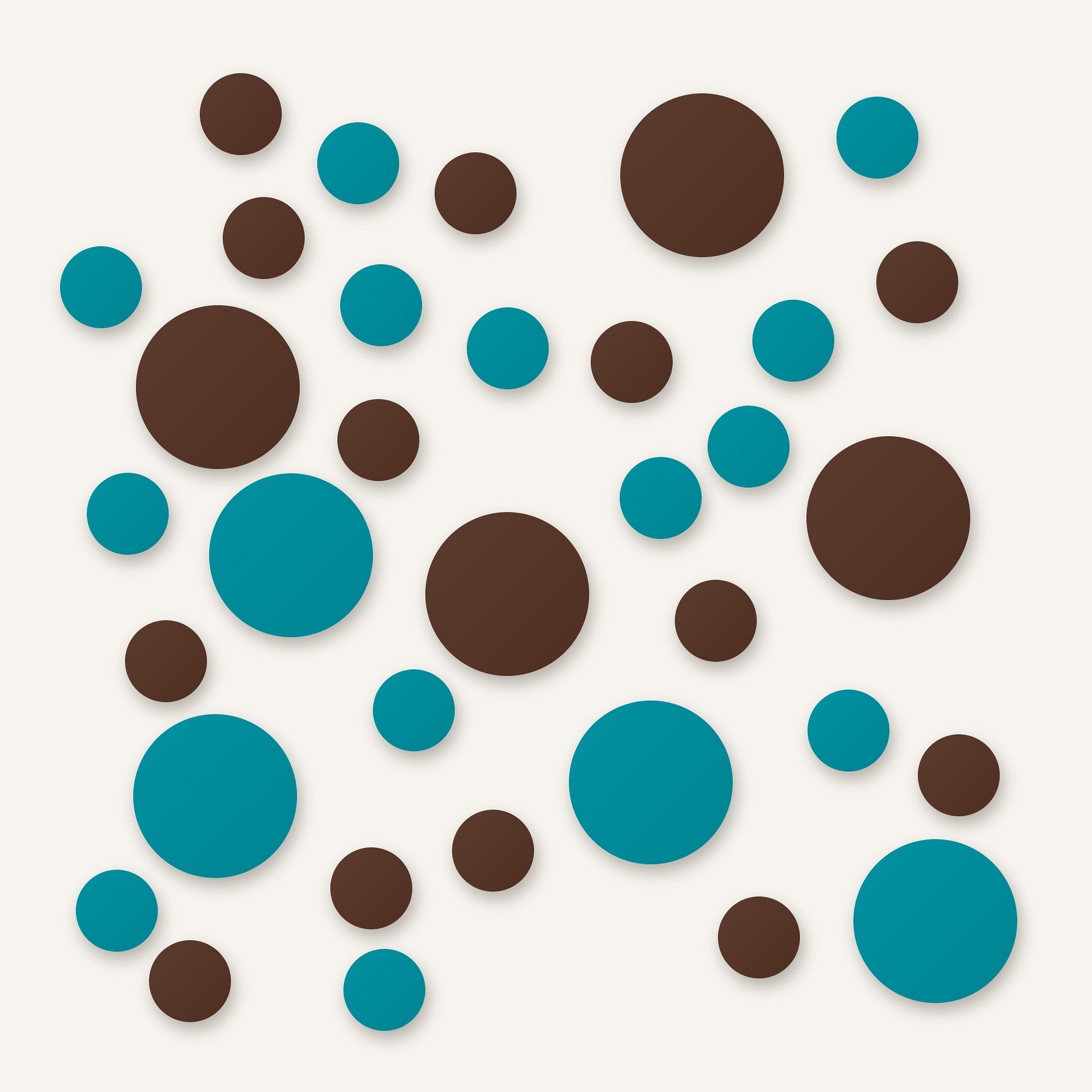 Brown and Turquoise Polka Dot Wall Decals, 2" and 4" Vinyl Circle Stickers, Removable Dot Decals for Nursery, Kids Room, Playroom product image (1)