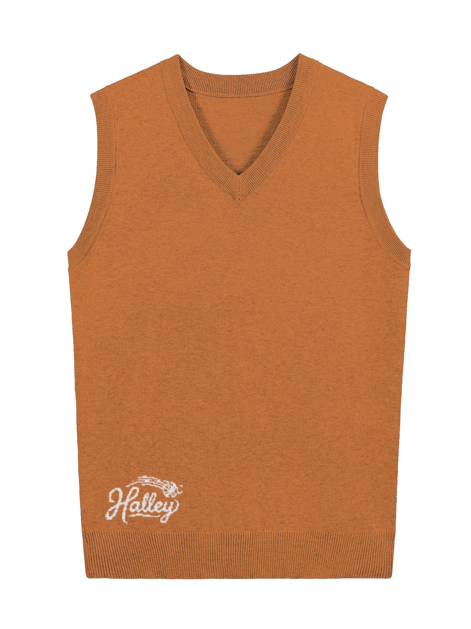 Orange Knitted V-Neck Vest product image (2)