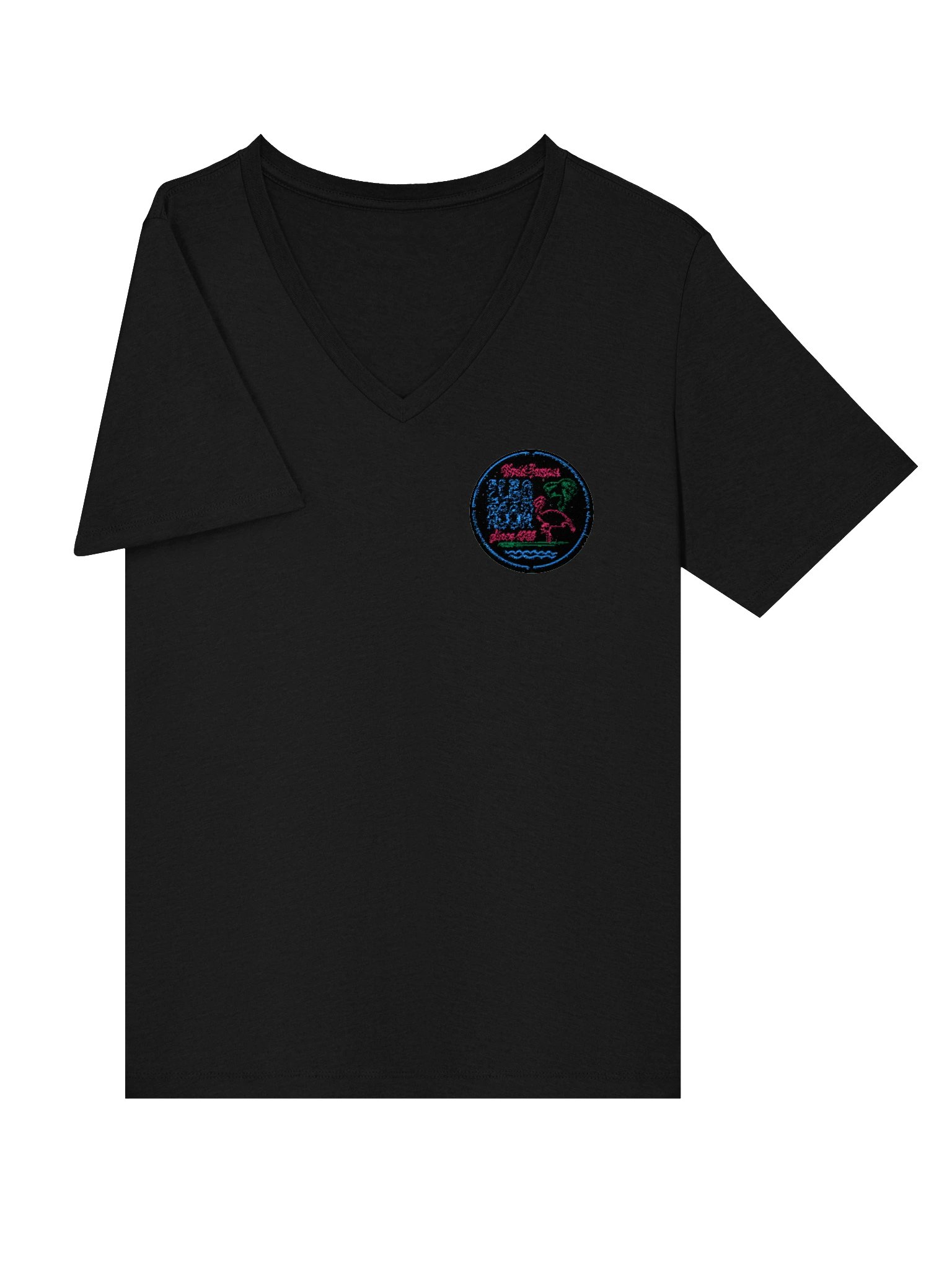 Elbo Room World Famous Neon Flamingo Women's V-Neck | Core Black product image (37)