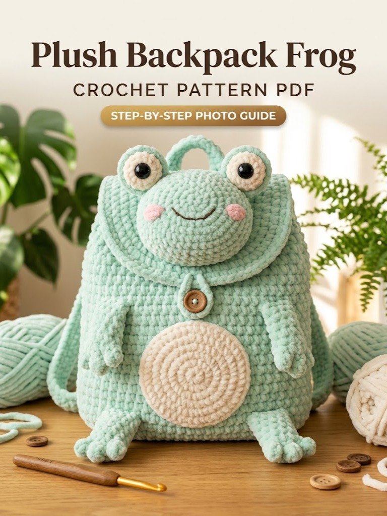 Plush Backpack Frog Crochet Pattern PDF product image (2)