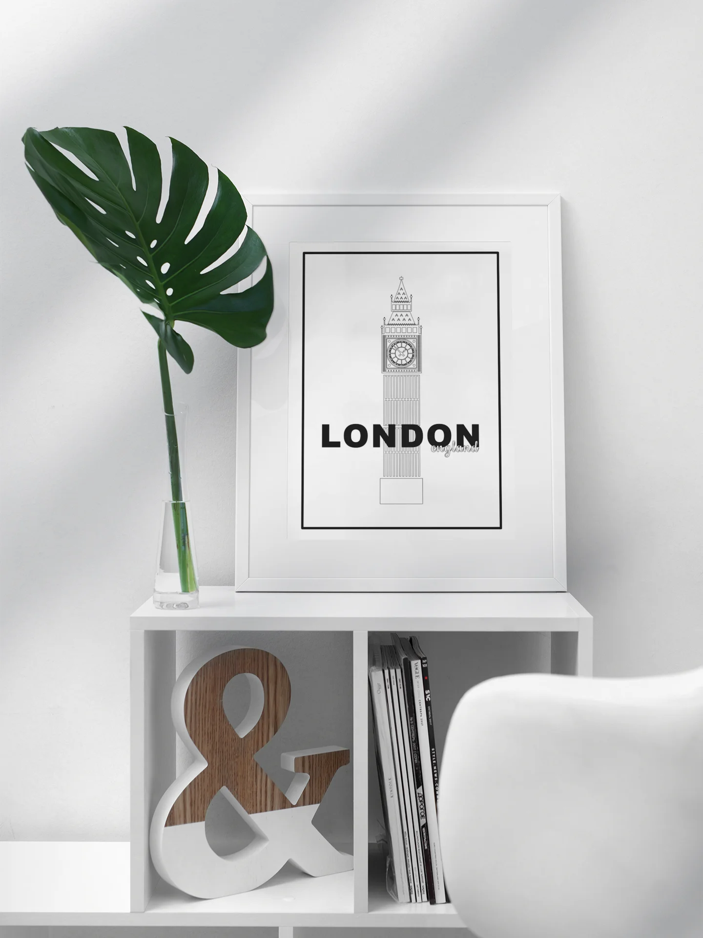 Big Ben Clock Tower Line Art Poster, London England Landmark Illustration, Classic Black and White Urban Decor, Chic Travel-Themed Art product image (3)