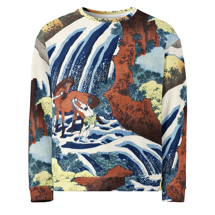 Yoshitsune Horse-Washing Falls All-Over Print Recycled Unisex Sweatshirt product image (1)
