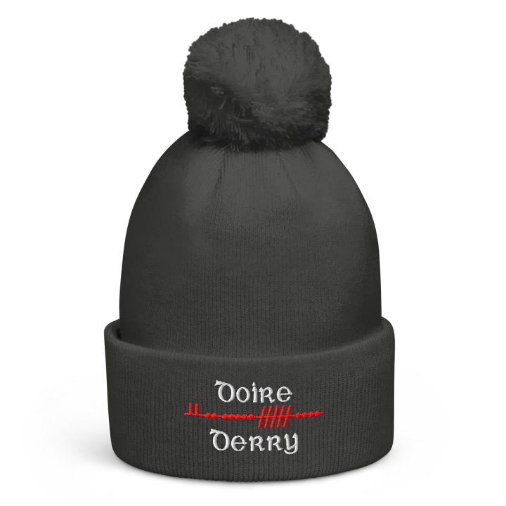 Derry/Doire, Scholastic style Ogham embroidered Pom-Pom Beanie product image (4)