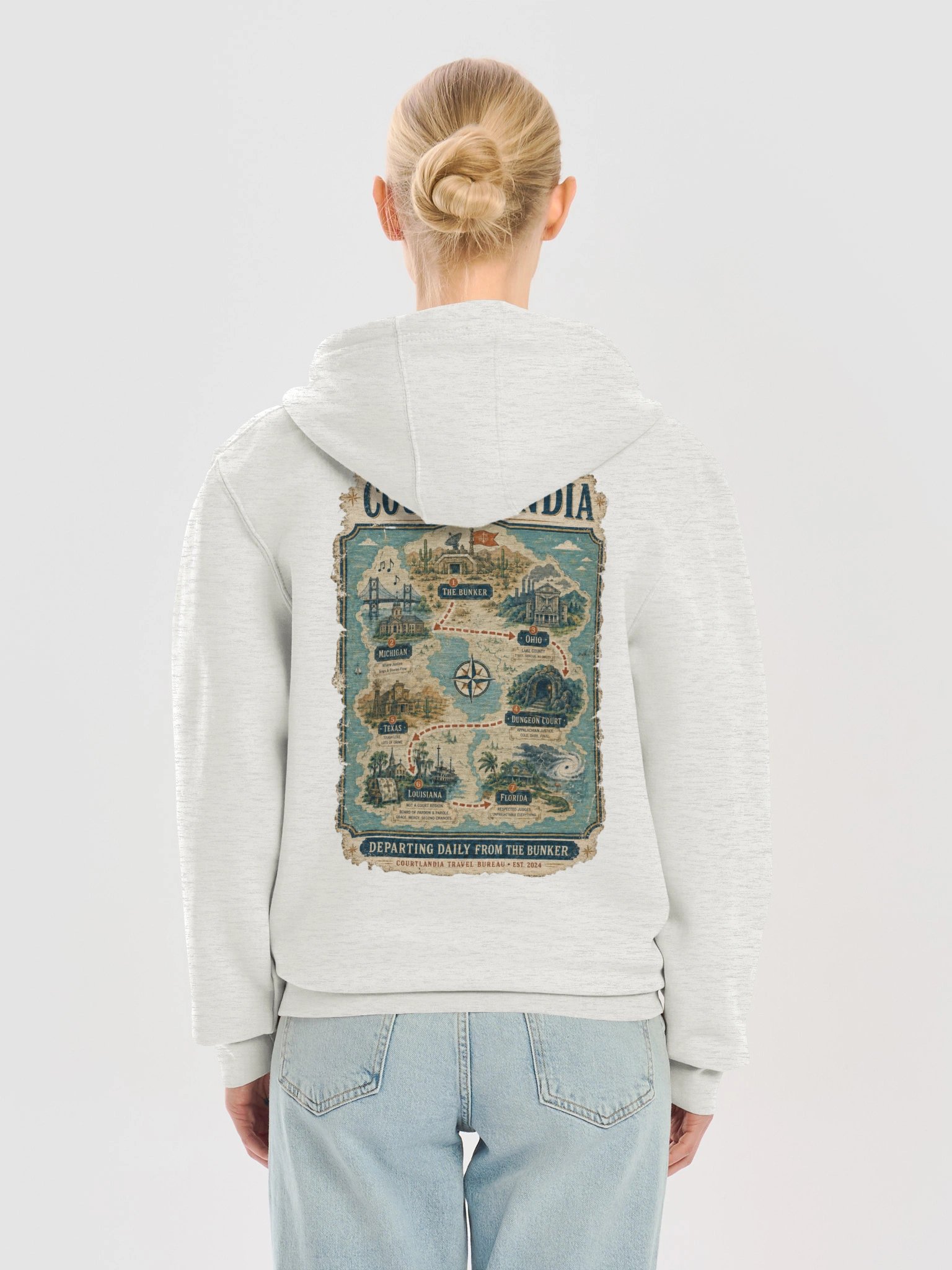Courtlandia Travel Bureau Vintage Tourist Map Zipper Hoodie product image (39)
