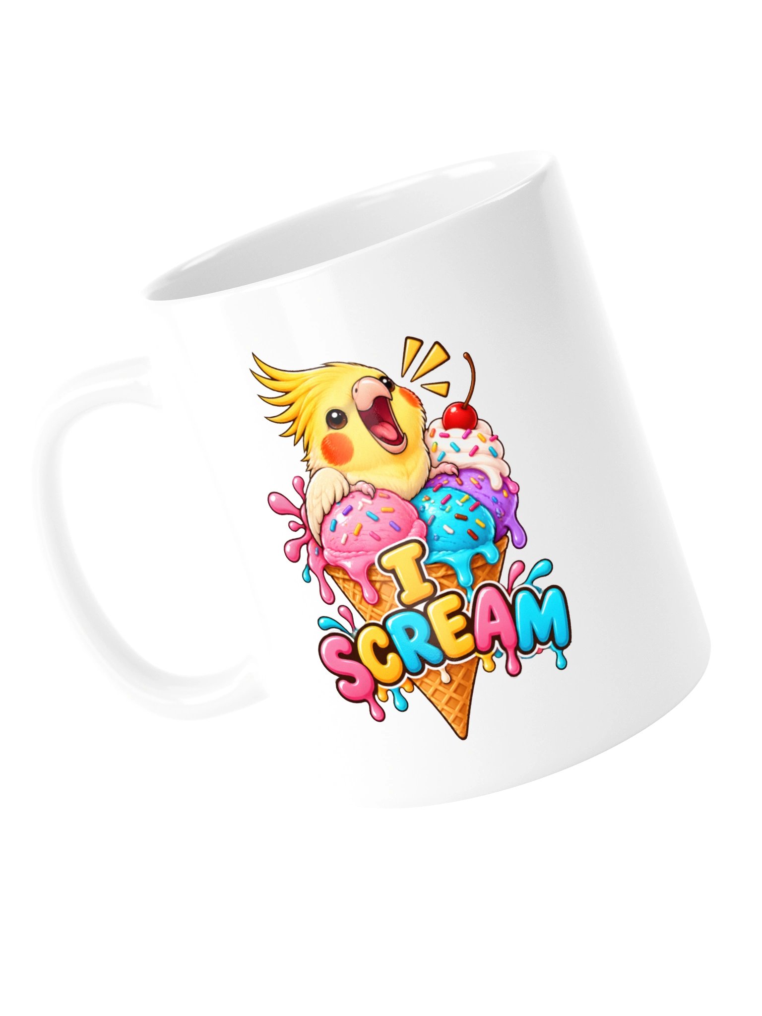 I Scream, You Scream – Funny Cockatiel Ice Cream Mug product image (14)