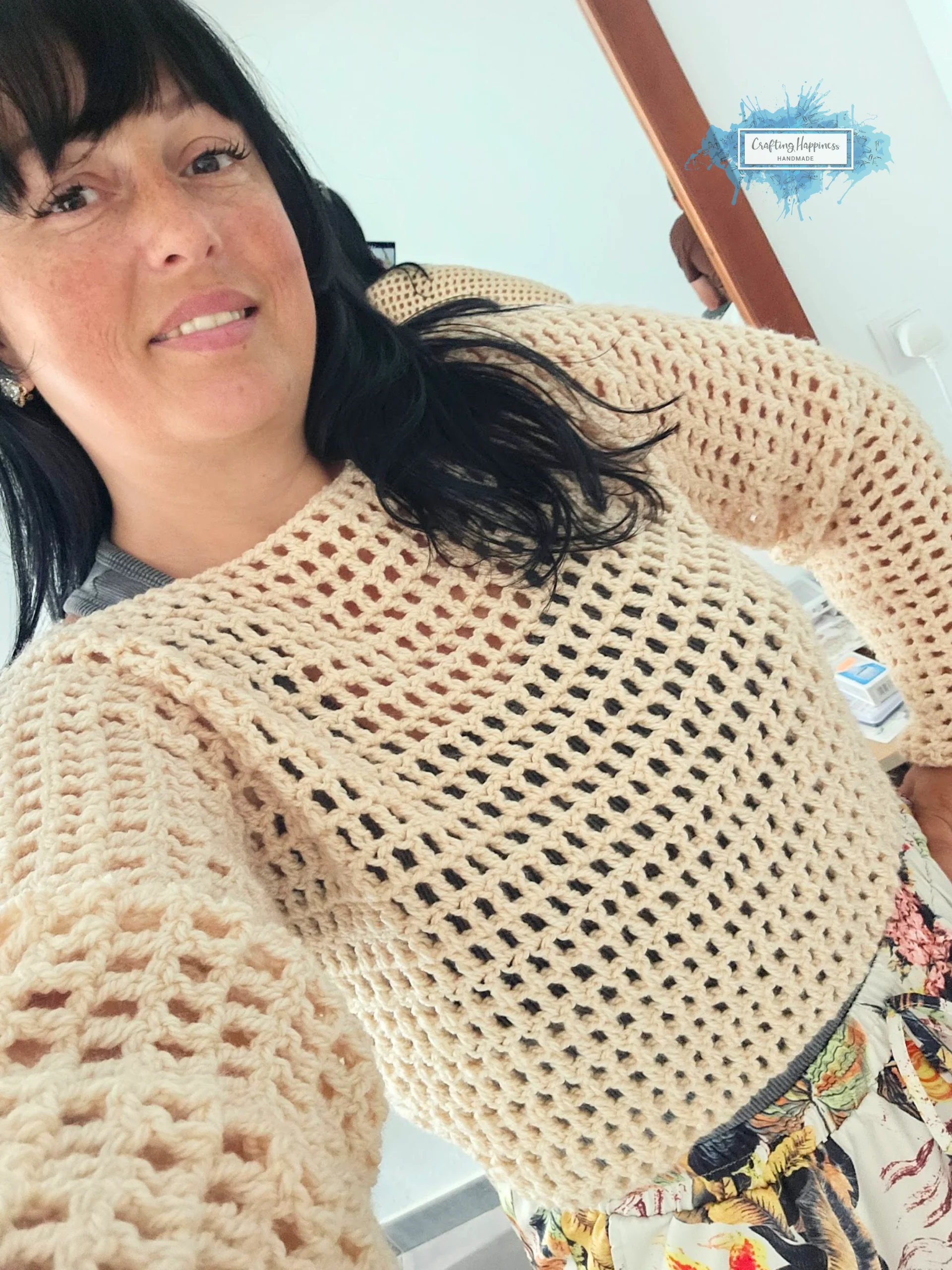Coquette Mesh Cropped Sweater Crochet Pattern | No-Sew Summer Blouse | Adjustable Net Top, Beginner Pdf product image (4)