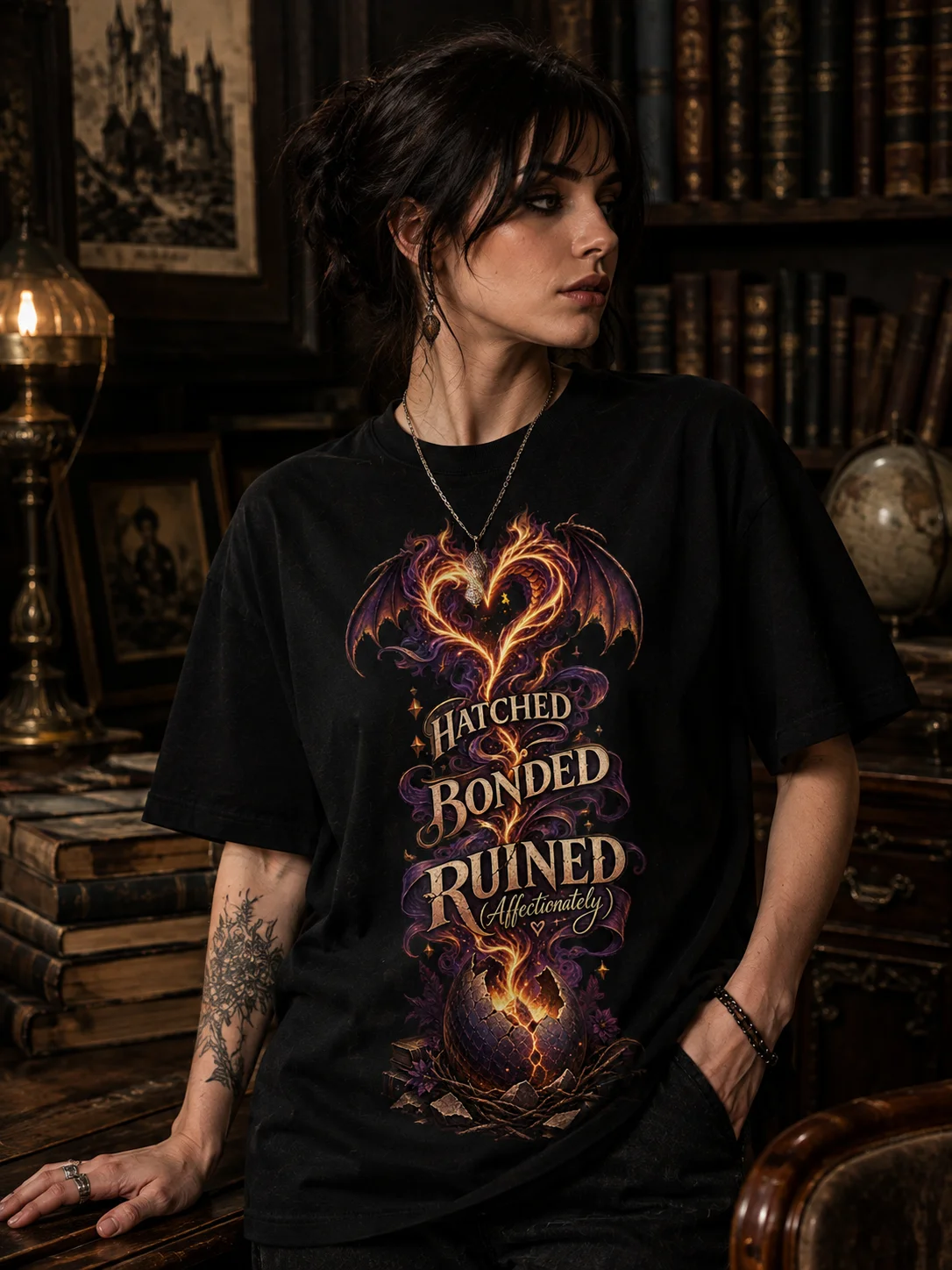 Hatched Bonded Ruined Affectionately Dragon Romantasy Tee product image (3)