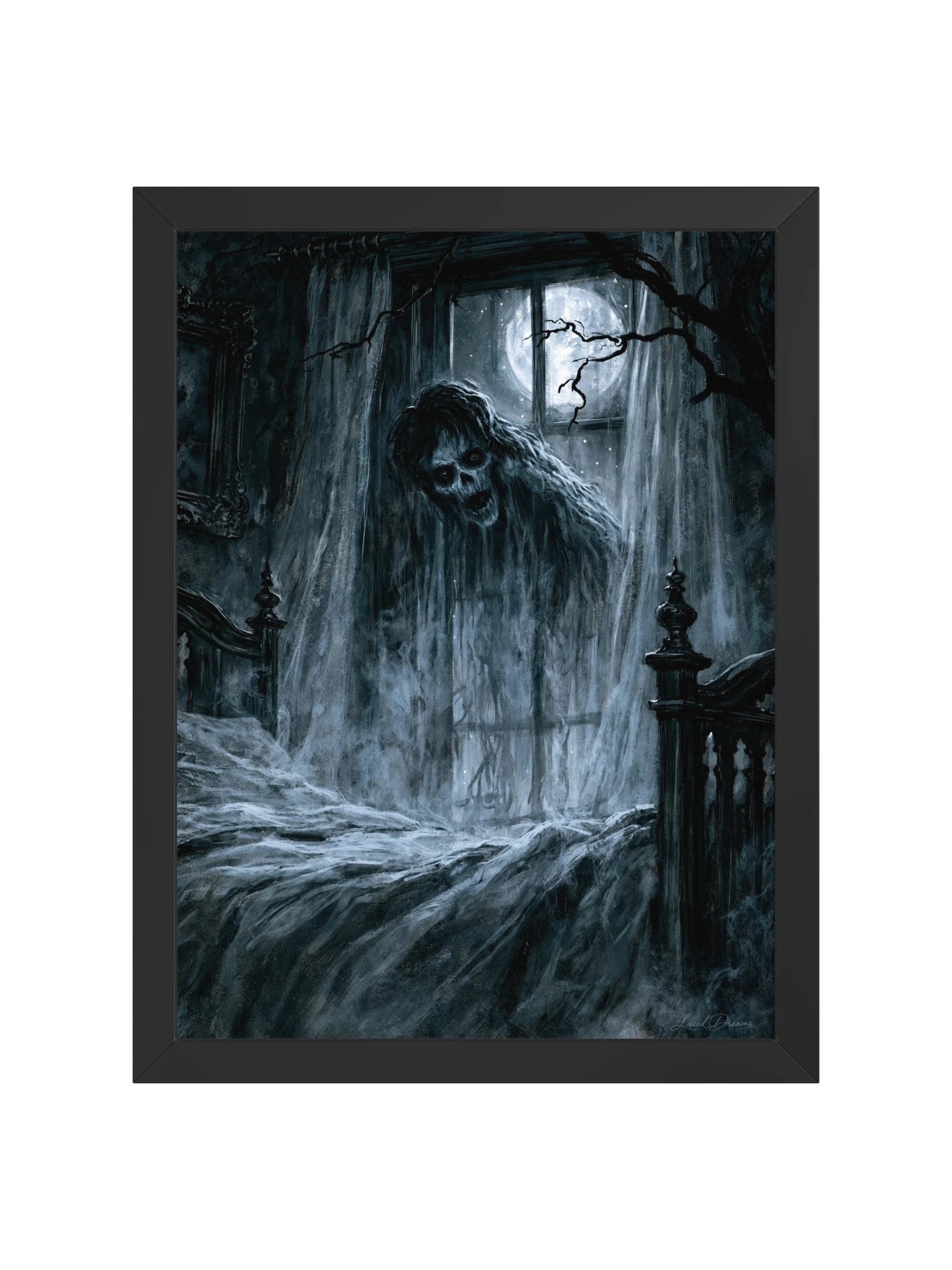Haunted Bedroom Framed Art Print — A Visitor After Midnight product image (5)