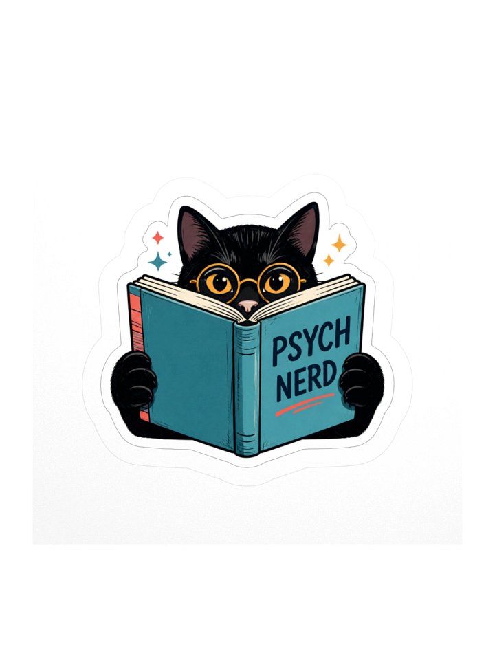 Psych Nerd Reading Cat Sticker product image (1)