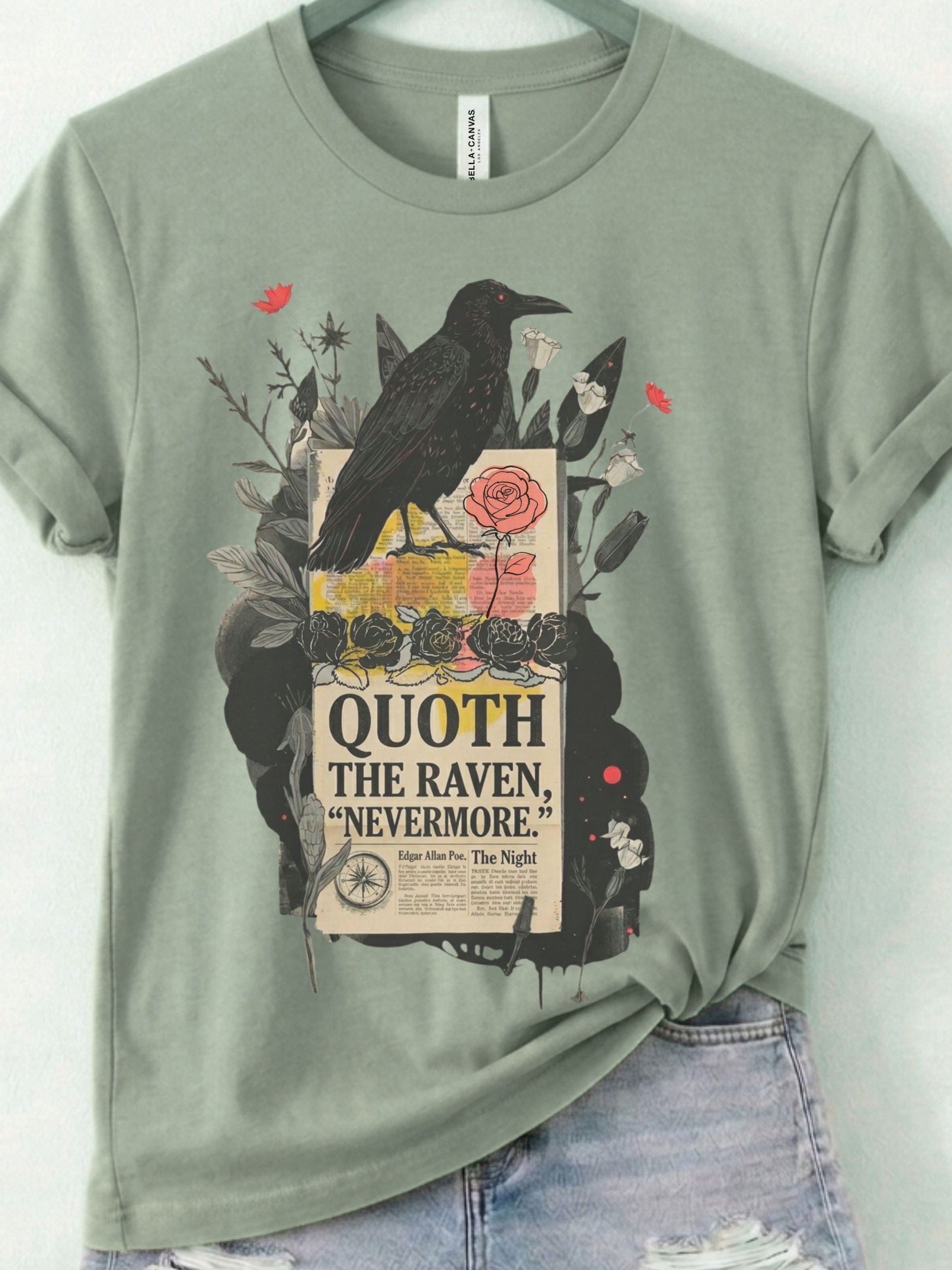 Quoth the Raven Shirt, Edgar Allan Poe Tee, Nevermore Graphic product image (1)