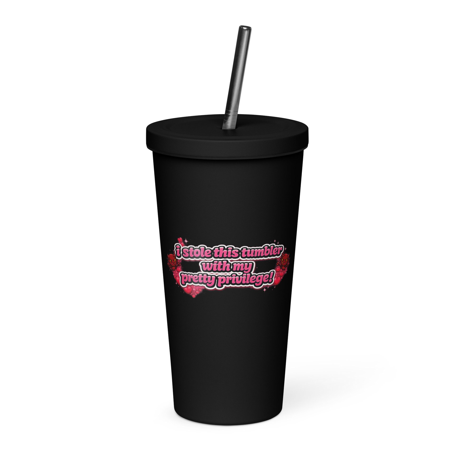 20 oz Insulated Tumbler with a Straw - Pretty Privilege product image (1)