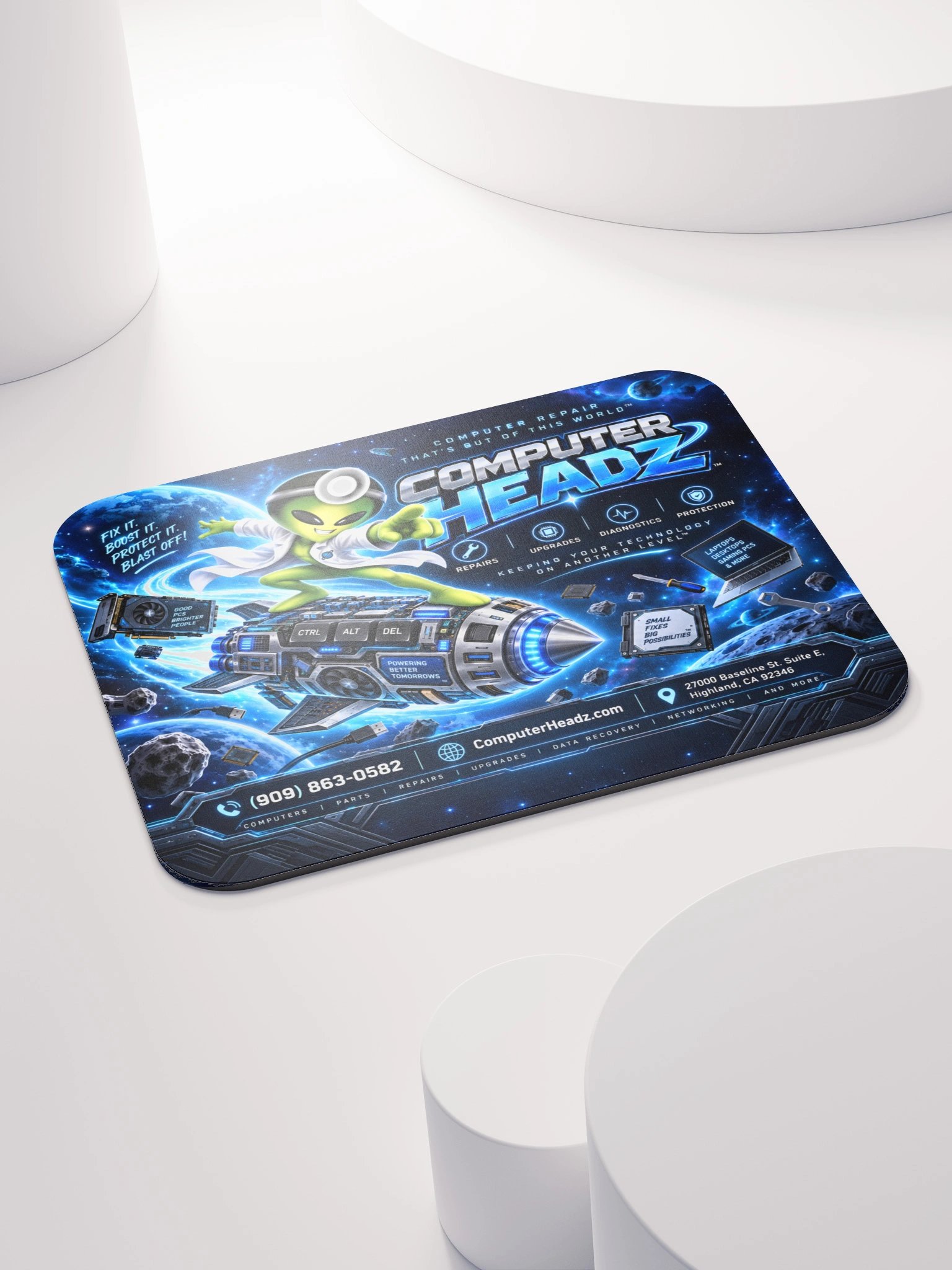 Computer Headz Blast-Off Tech Mousepad – Electric Blue Edition No. 01 product image (4)