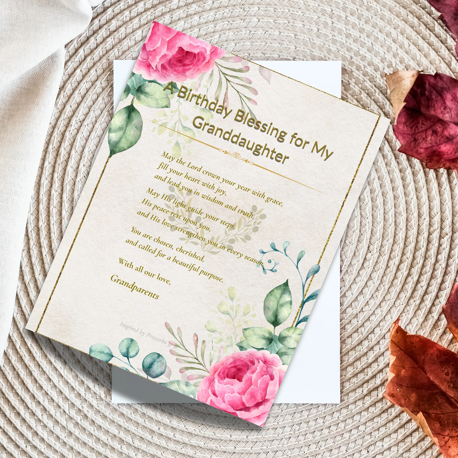 Christian Birthday Blessing for Granddaughter • Printable Christian Gift from Grandparents • product image (3)