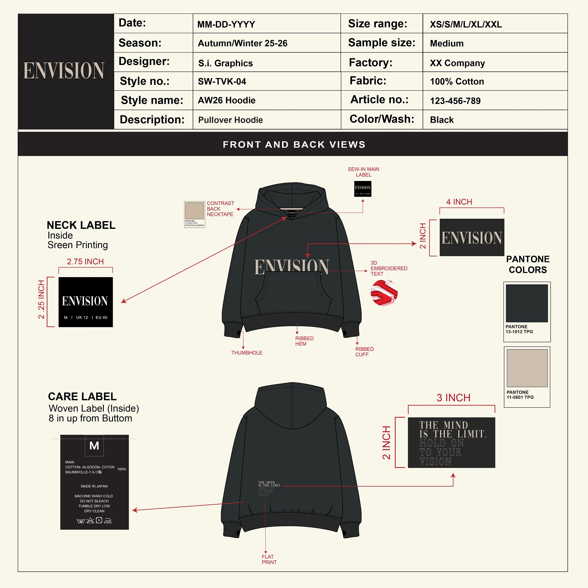 Pullover Hoodie Tech Pack Template product image (2)