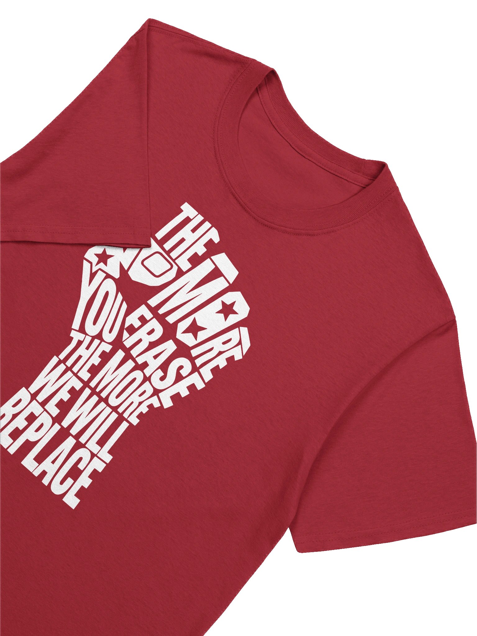 THE MORE YOU ERASE FIST Graphic T-Shirt White On Red product image (1)