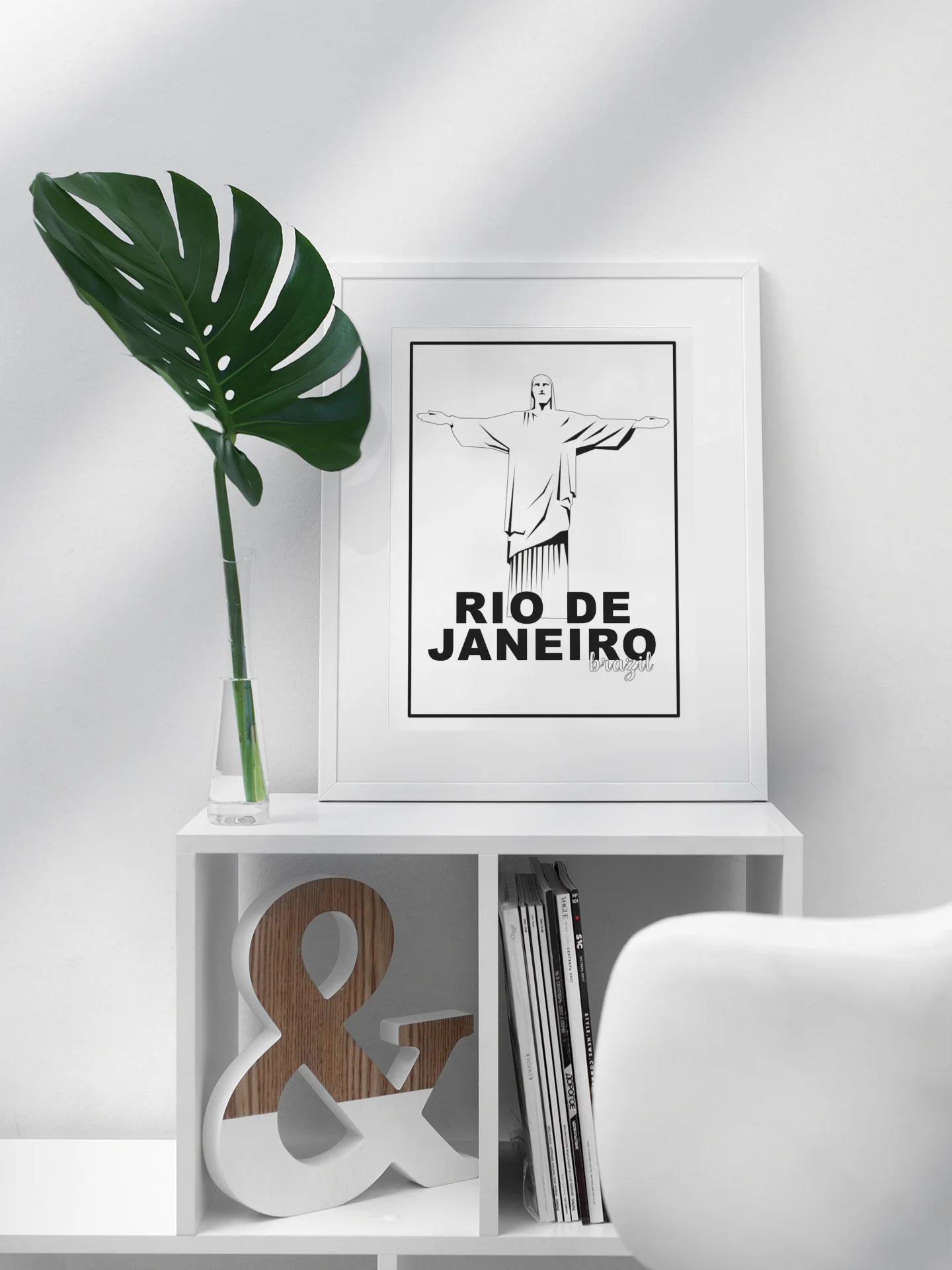 Christ the Redeemer Statue Poster, Iconic Rio de Janeiro Brazil Landmark, Black & White Minimalist Art, Travel Wall Decor, Souvenir product image (3)