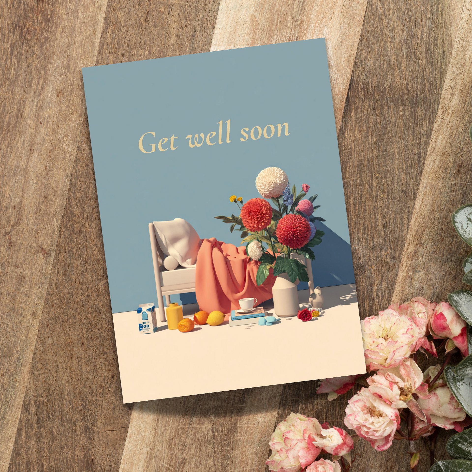 Get Well Soon Card Printable, Elegant Recovery Card, Floral Digital Download product image (1)