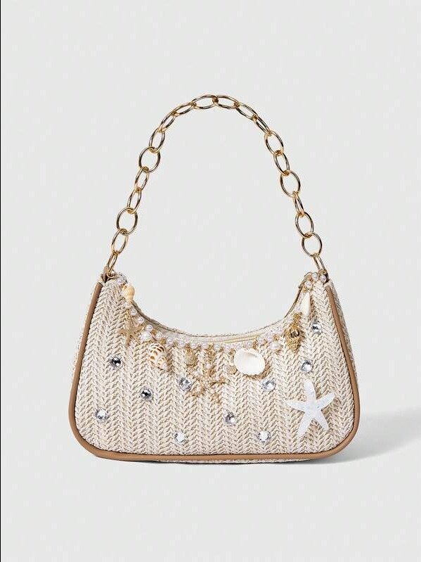 ADLEST | Fairycore Starfish & Shell Woven Beach Bag product image (1)