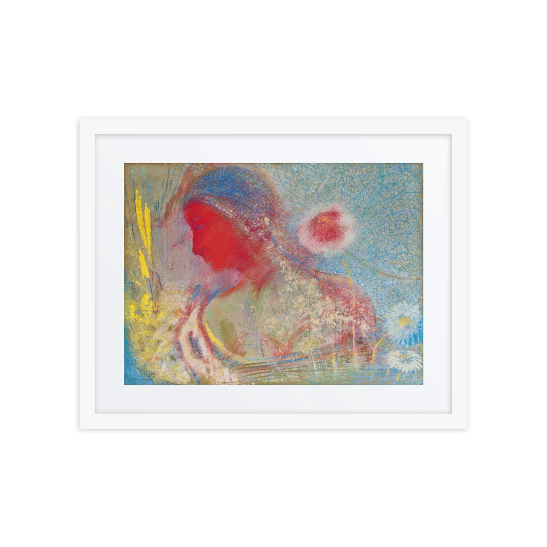 Odilon Redon - Tete de Femme rouge - Framed Art Print product image (1)