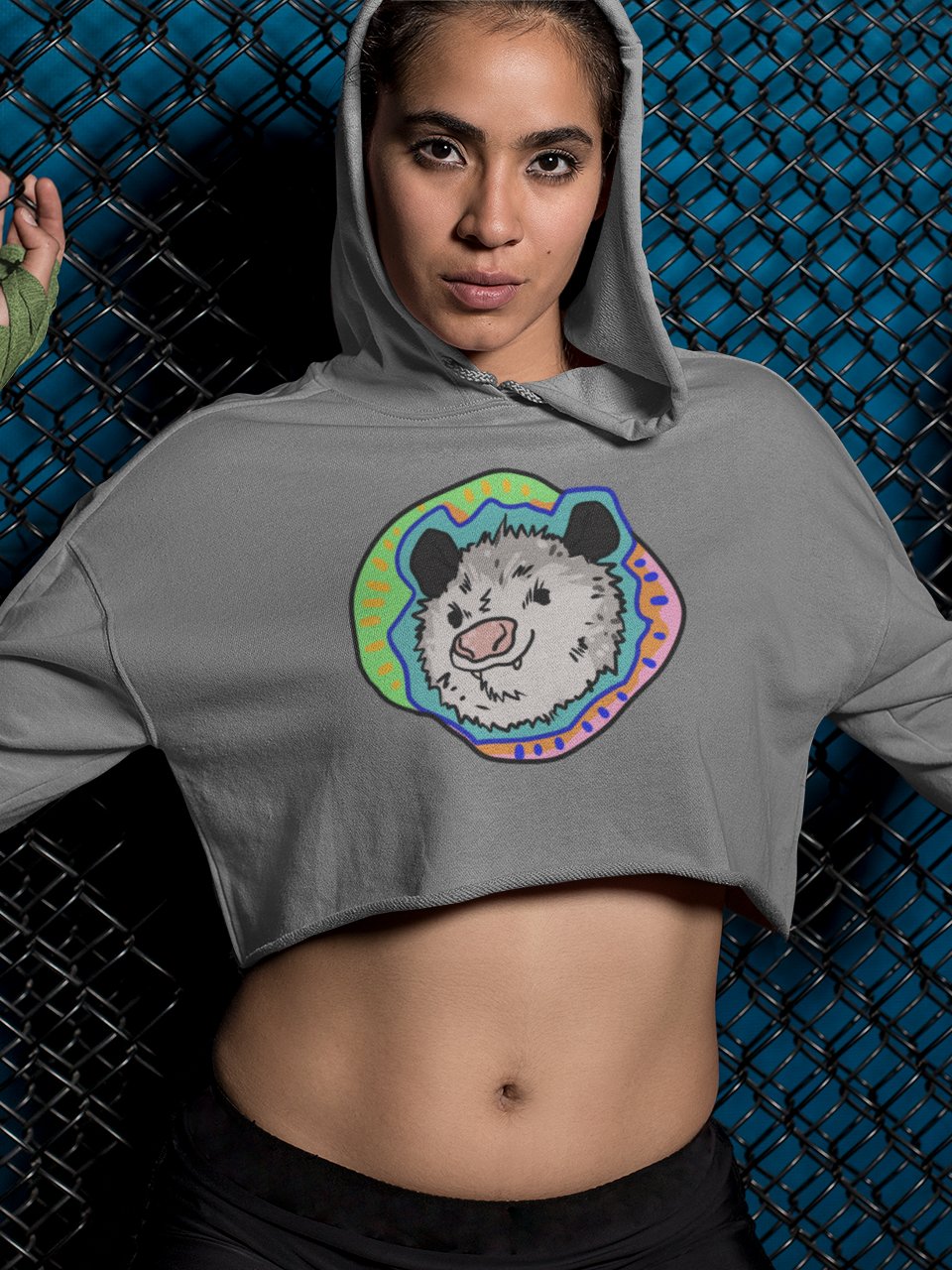 Vaporpossum fleece crop hoodie product image (1)