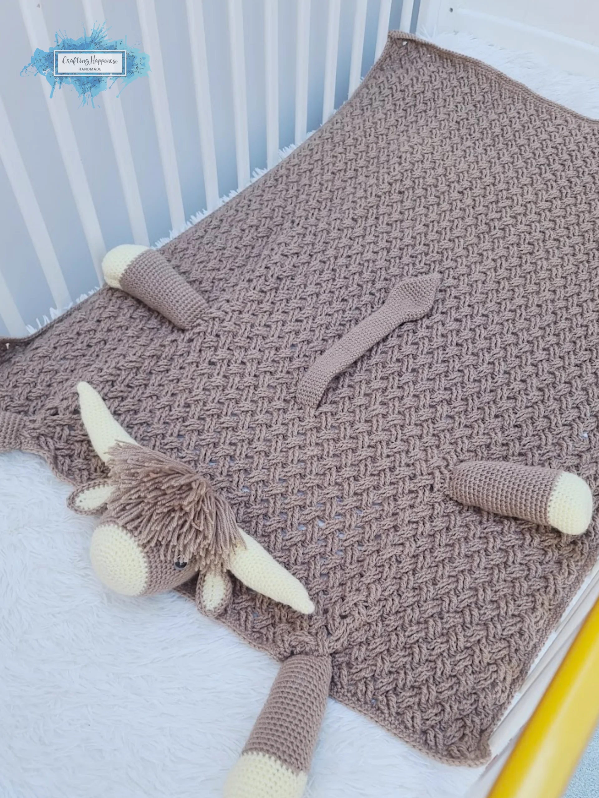 Highland Cow Crochet Baby Blanket Pattern | Scottish Afghan (PDF) product image (6)