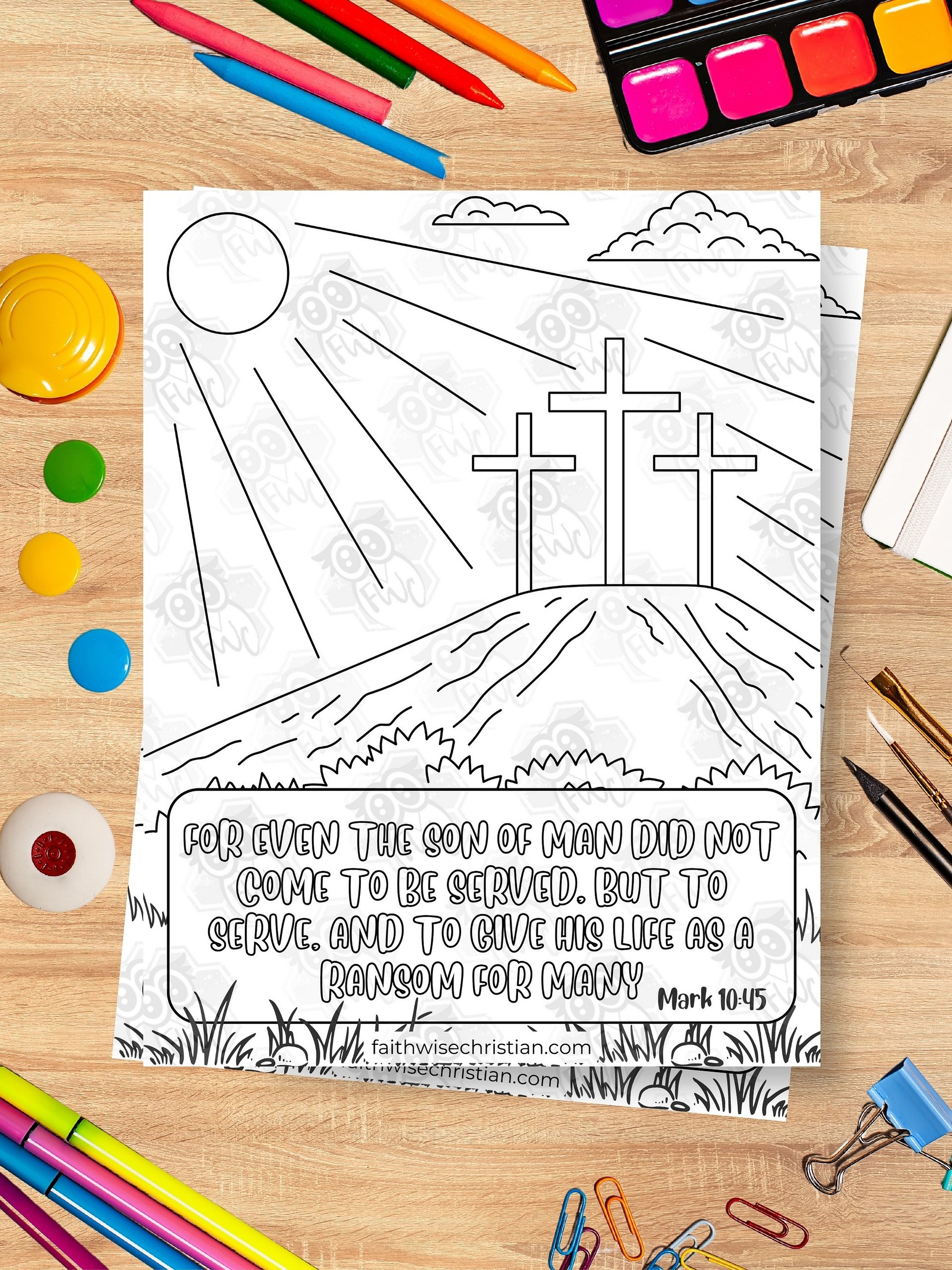Mark 10:45 Printable Coloring Page Newsletter Exclusive Freebie product image (1)