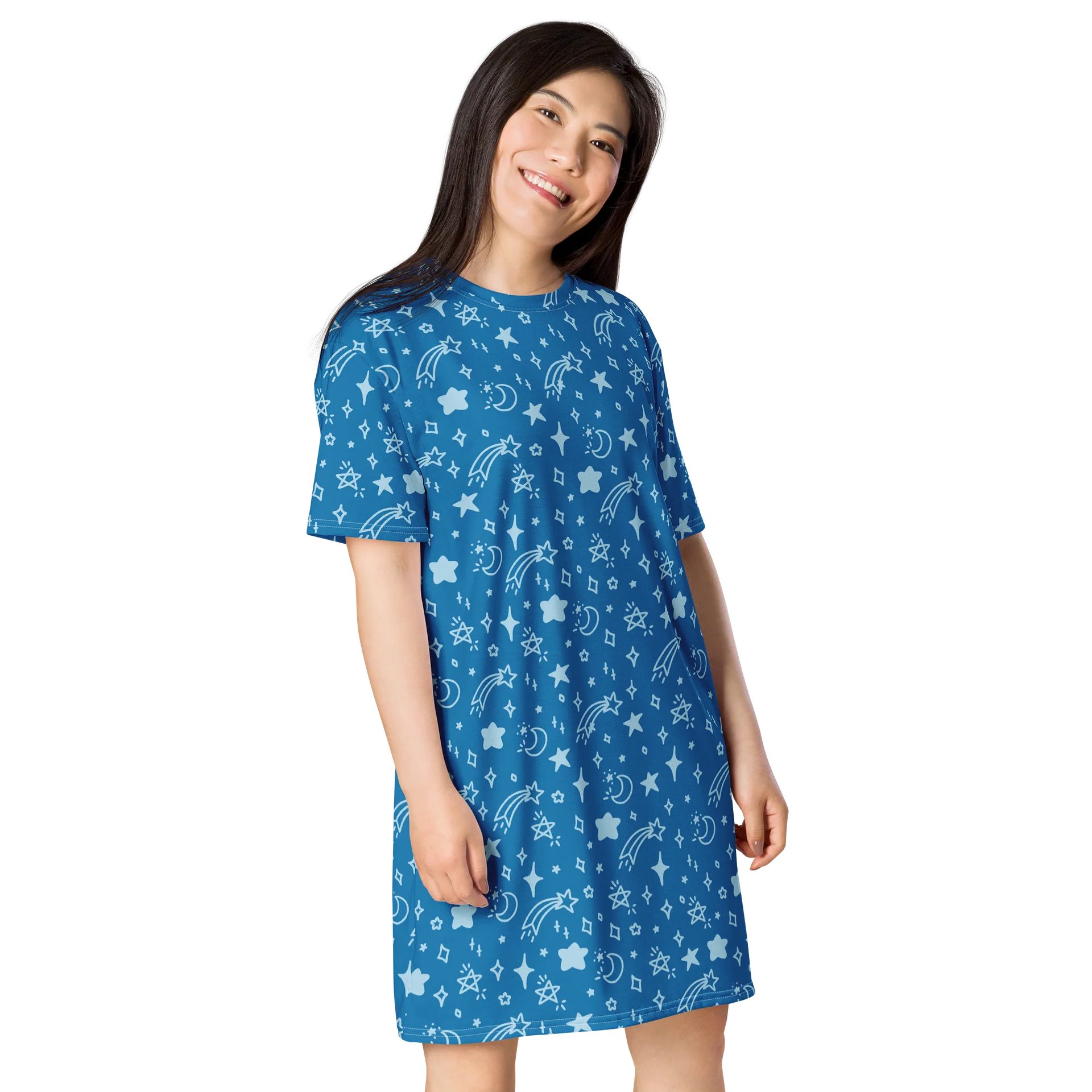 Stylish Stars and Moons T-Shirt Dress for Casual Wear product image (4)