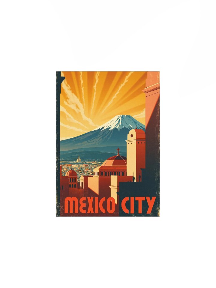 Ciudad de México (1940): Art Deco Travel Poster & Volcano Skyline product image (2)