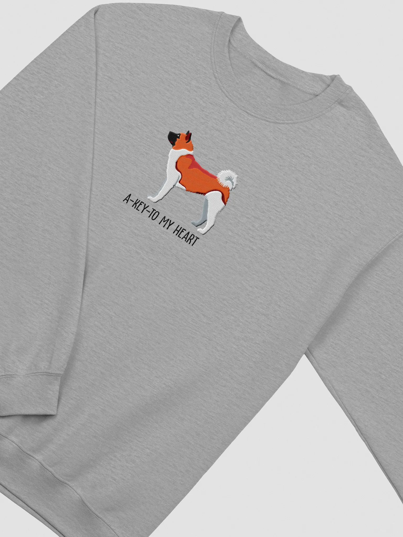 A-Key-To My Heart Sweatshirt (Embroidered) of an American Akita(Red) product image (6)