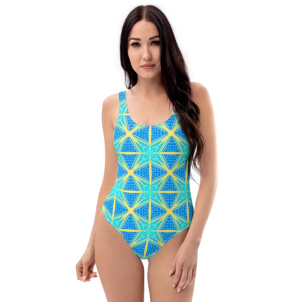 Stunning Blue and Yellow Pattern Swimsuit product image (6)