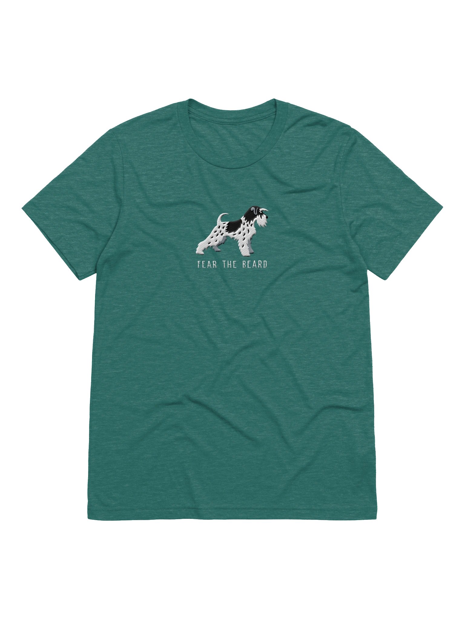 Fear the Beard T-Shirt(Embroidered) of a Miniature Schnauzer(Parti, Black & White) product image (1)
