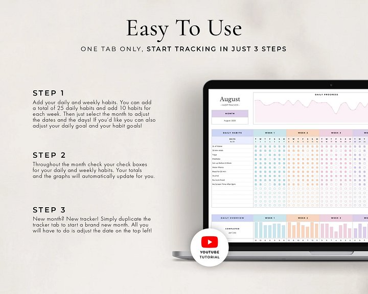 Habit Tracker Spreadsheet for Google Sheets product image (2)