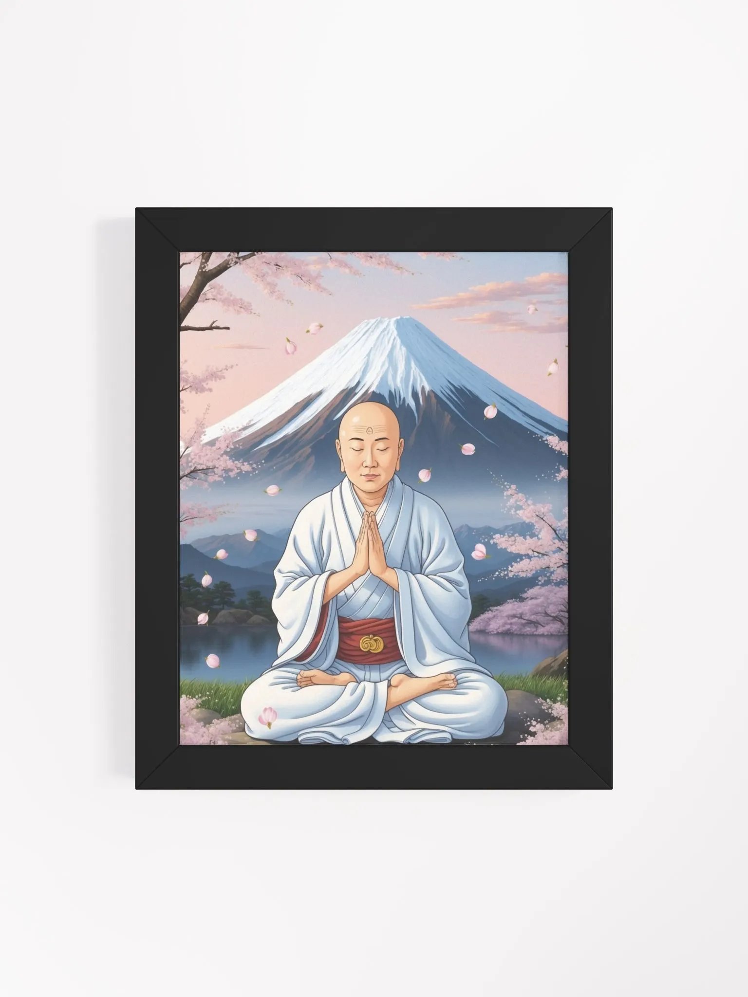 Nichiren Chanting Nam Myoho Renge Kyo at Mount Fuji - Framed Matte Poster product image (4)