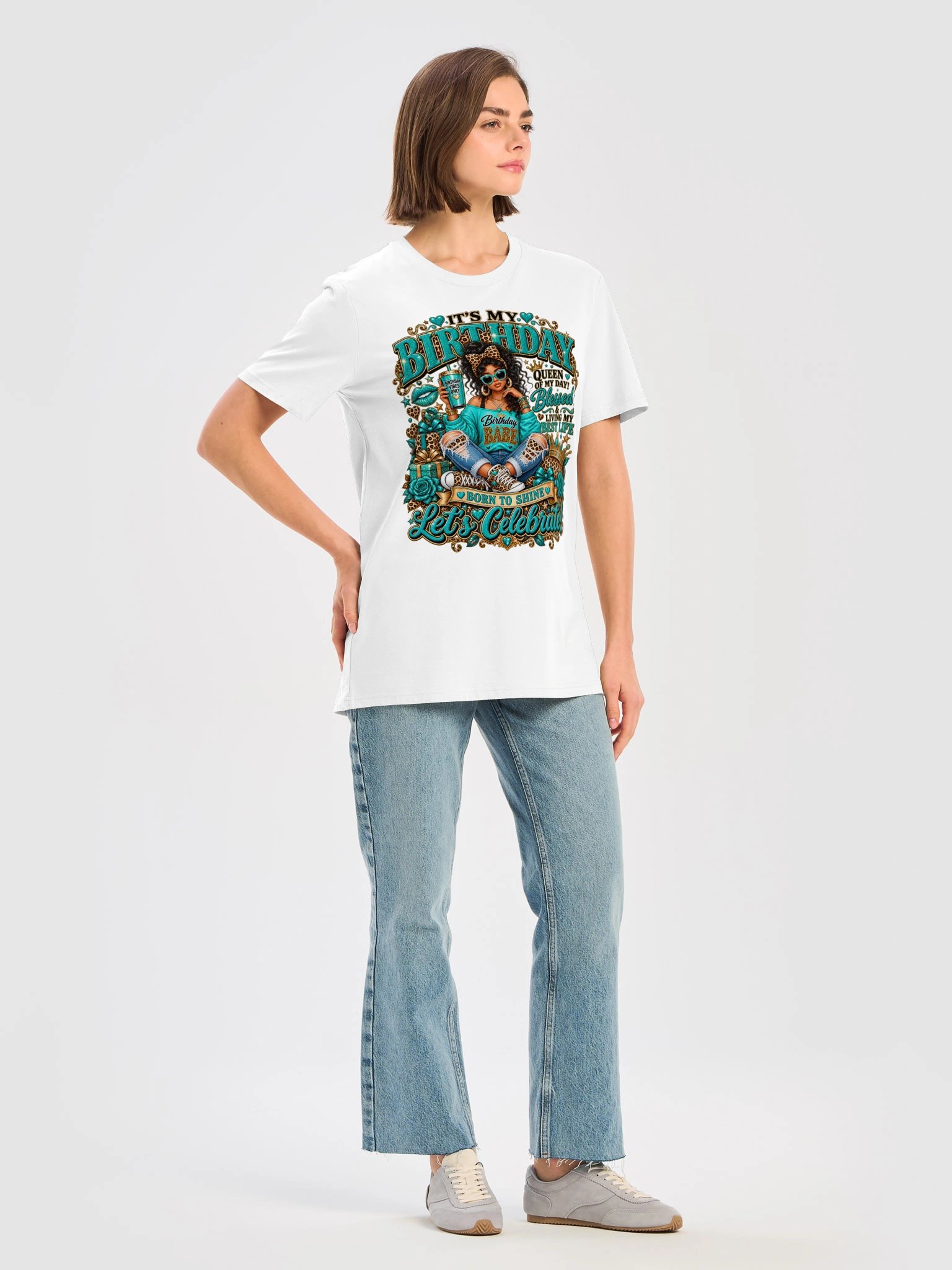 It's My Birthday Queen Of My Day Blessed & Living My Best Life T-Shirt, Birthday Queen Gift, Birthday Celebration Graphic Tee product image (40)