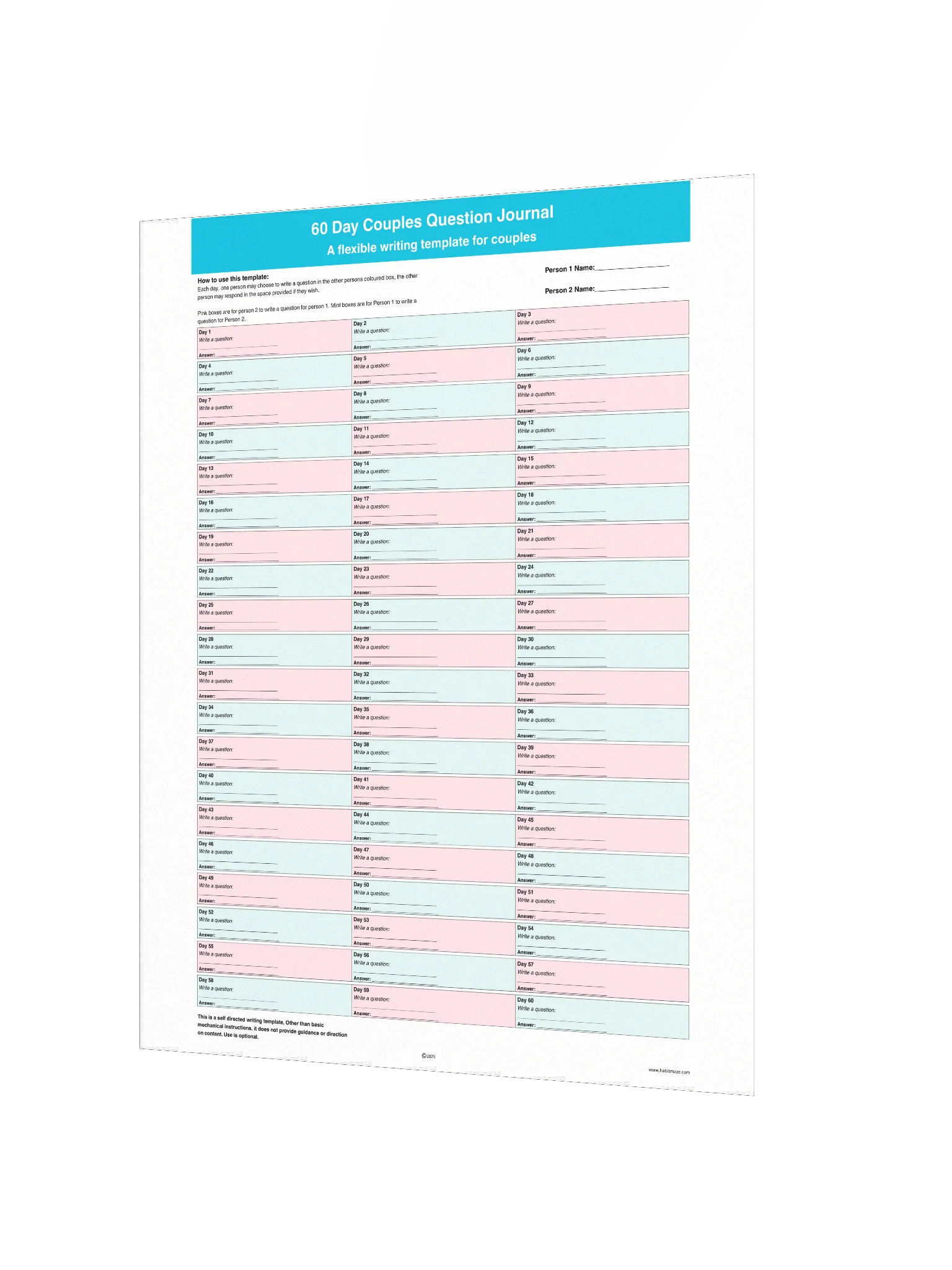 60 Day Couples Question Journal product image (3)