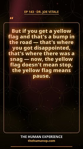 “The yellow flag doesn't mean stop — the yellow flag means pause.” 🚦

Dr. Joe Vitale on Episode 143: his flag theory — green ...