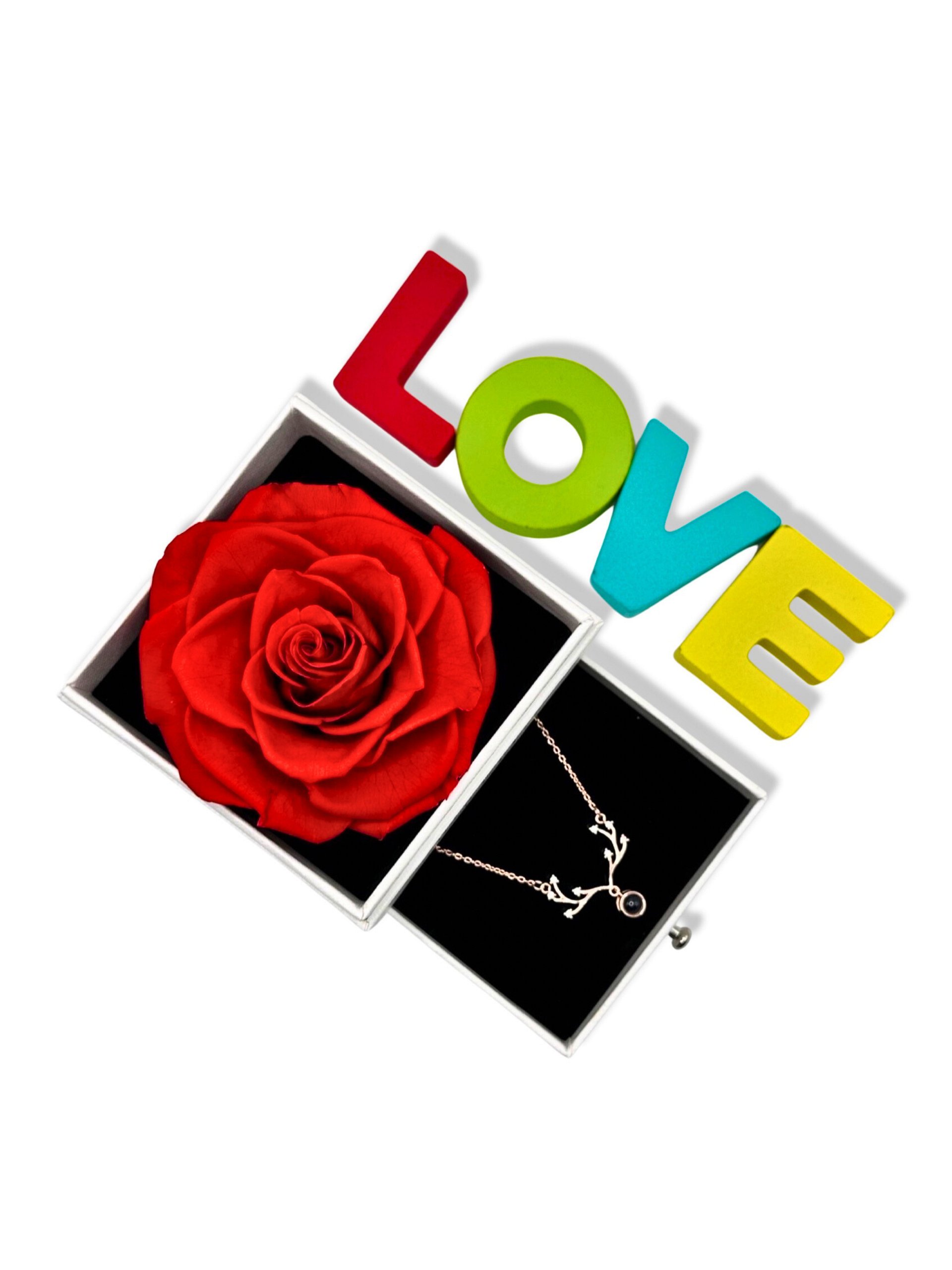 Eternal Rose Gift Box with "I Love You" Necklace (red) product image (5)