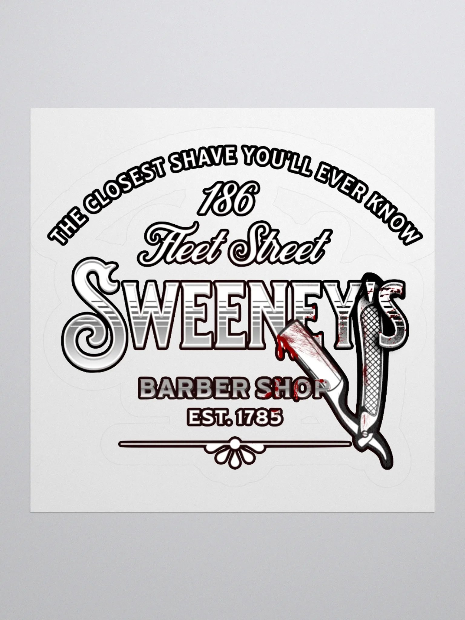 Sweeney Todd Barber Shop Stickers – Kiss-Cut Gothic Broadway Fan Art Decals product image (1)