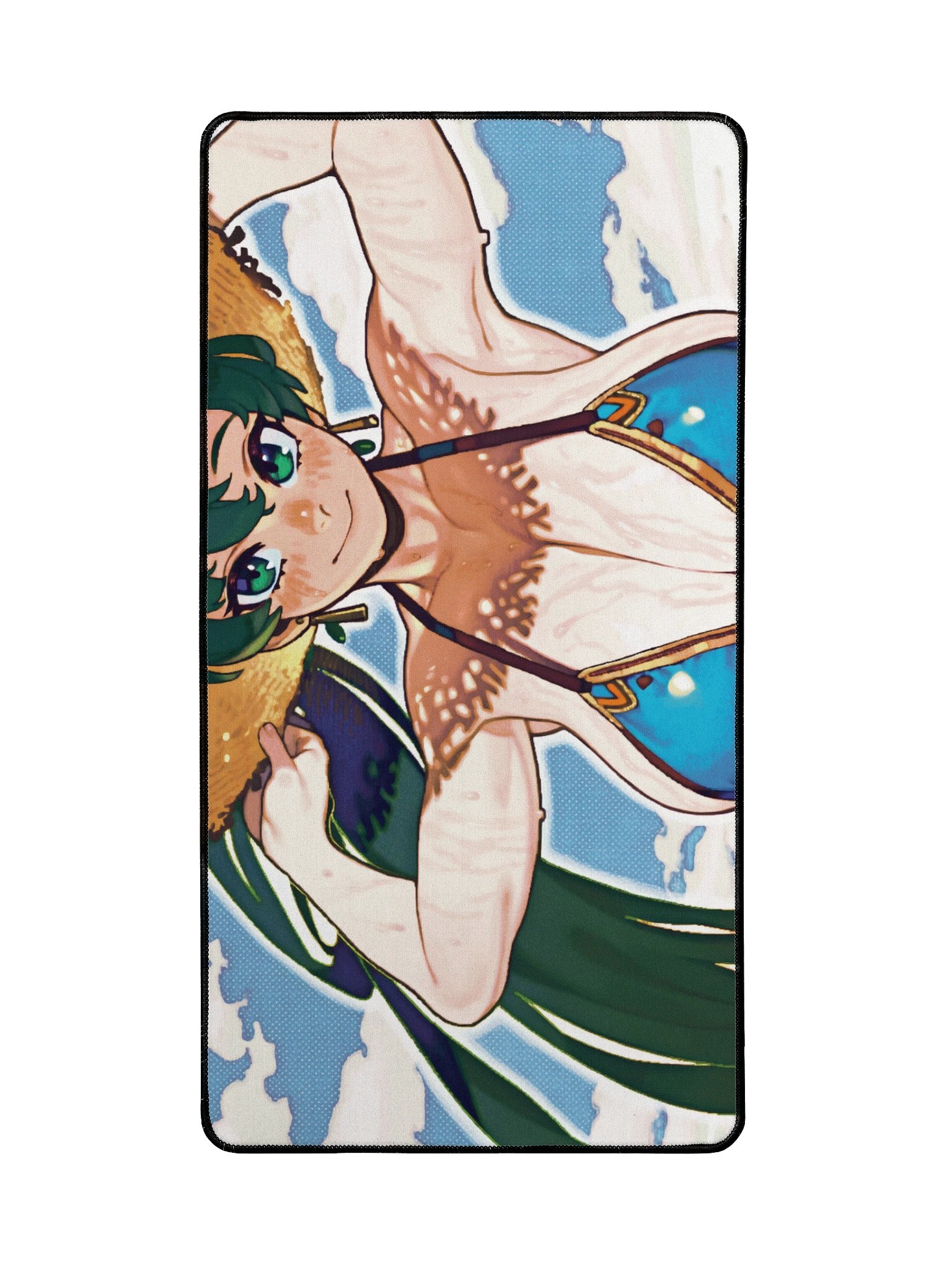 Green Haired Anime Girl Beach Mousepad product image (2)