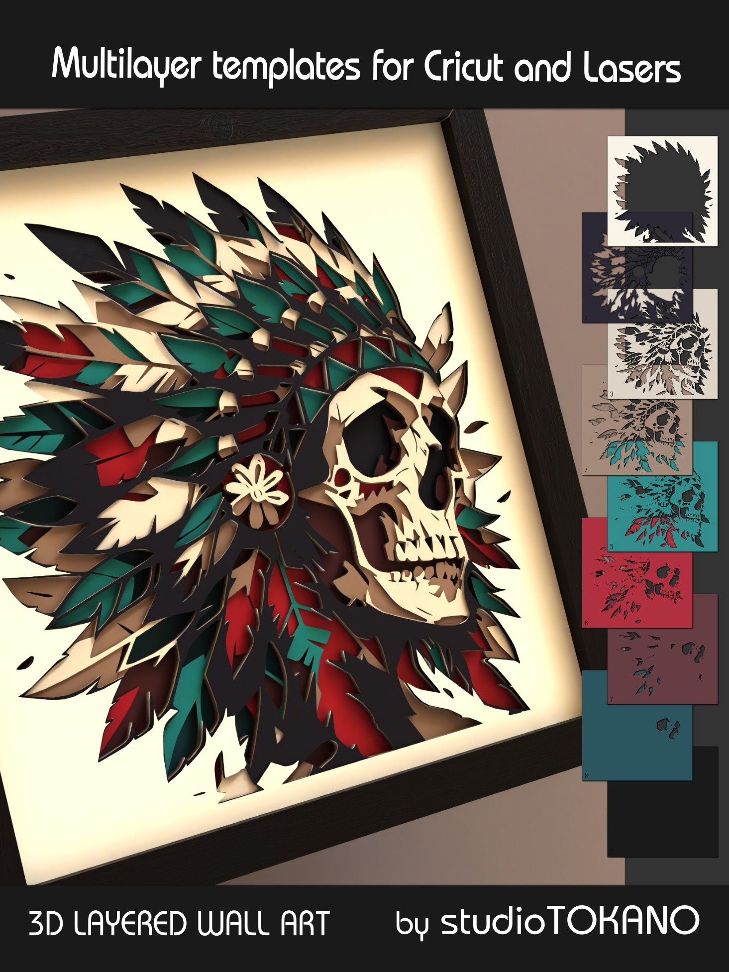 Headdress Skull Multi layered Shadowbox product image (7)