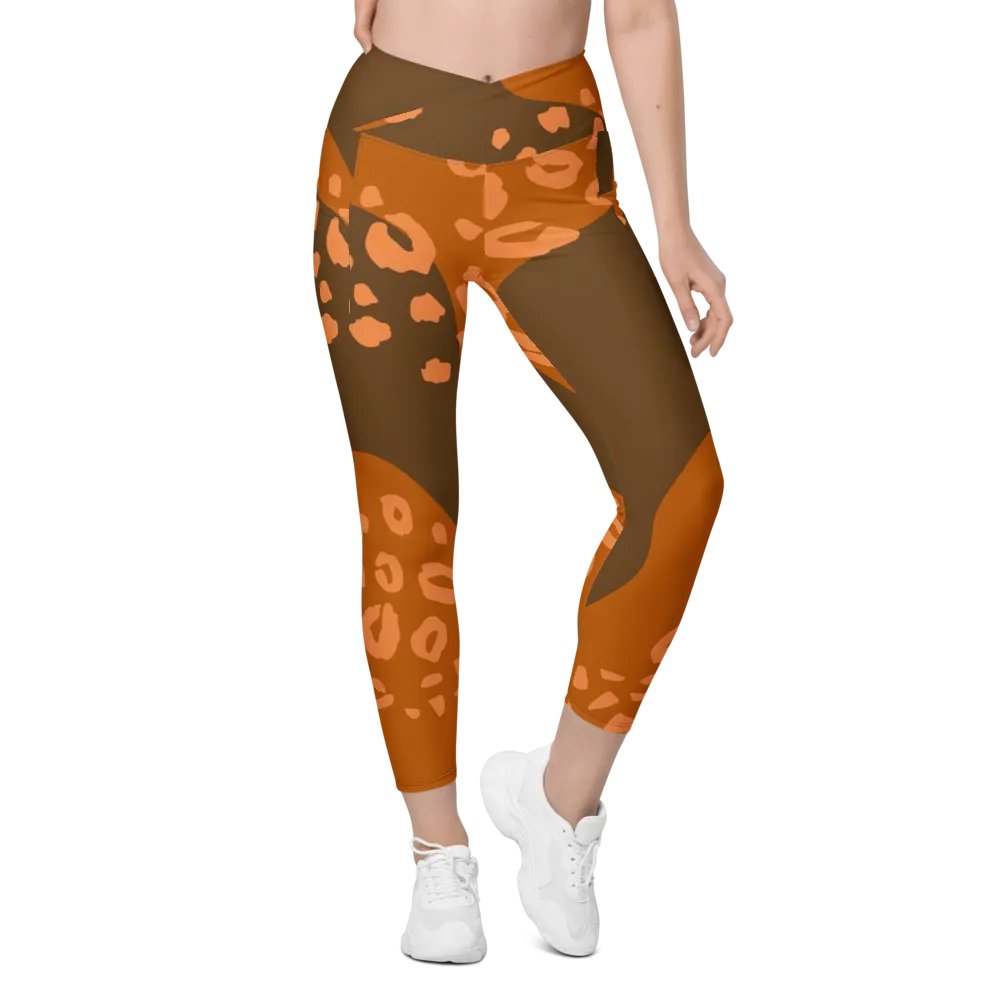 Flowing Orange Camo Leggings with Pockets product image (1)