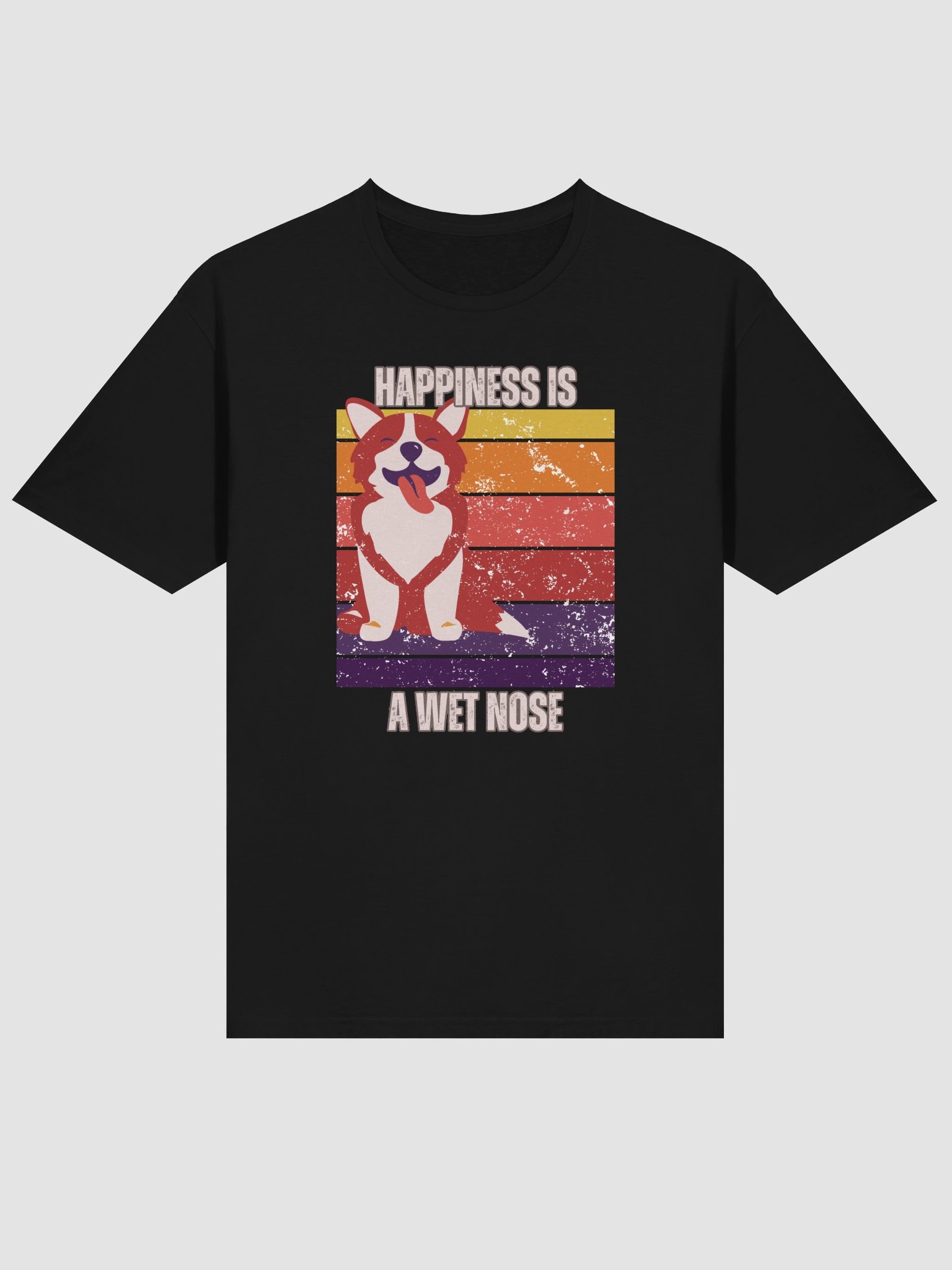 Happiness is a Wet Nose – Retro Dog Lover T-Shirt product image (1)
