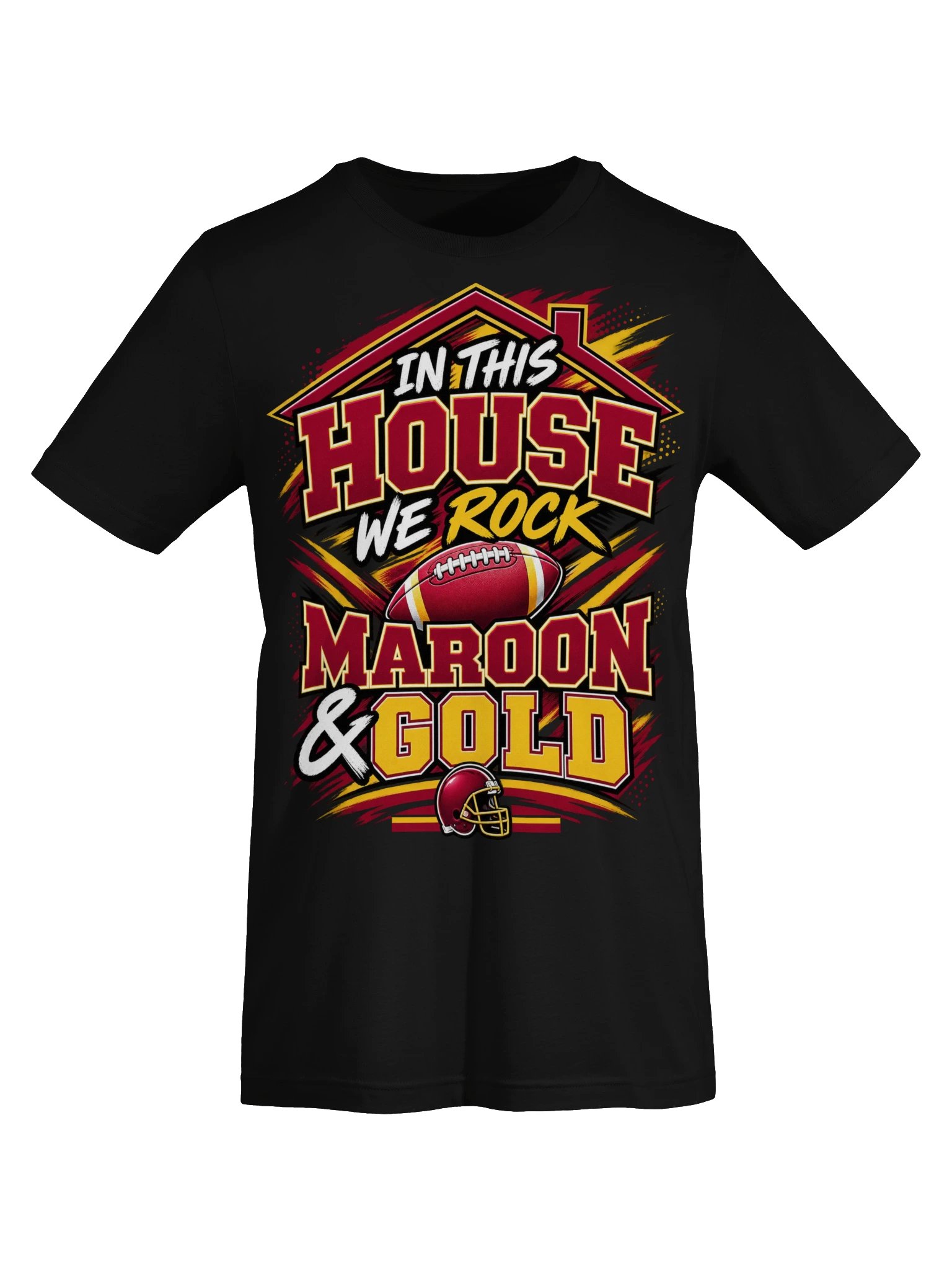 In This House We Rock Maroon & Gold Tee product image (17)