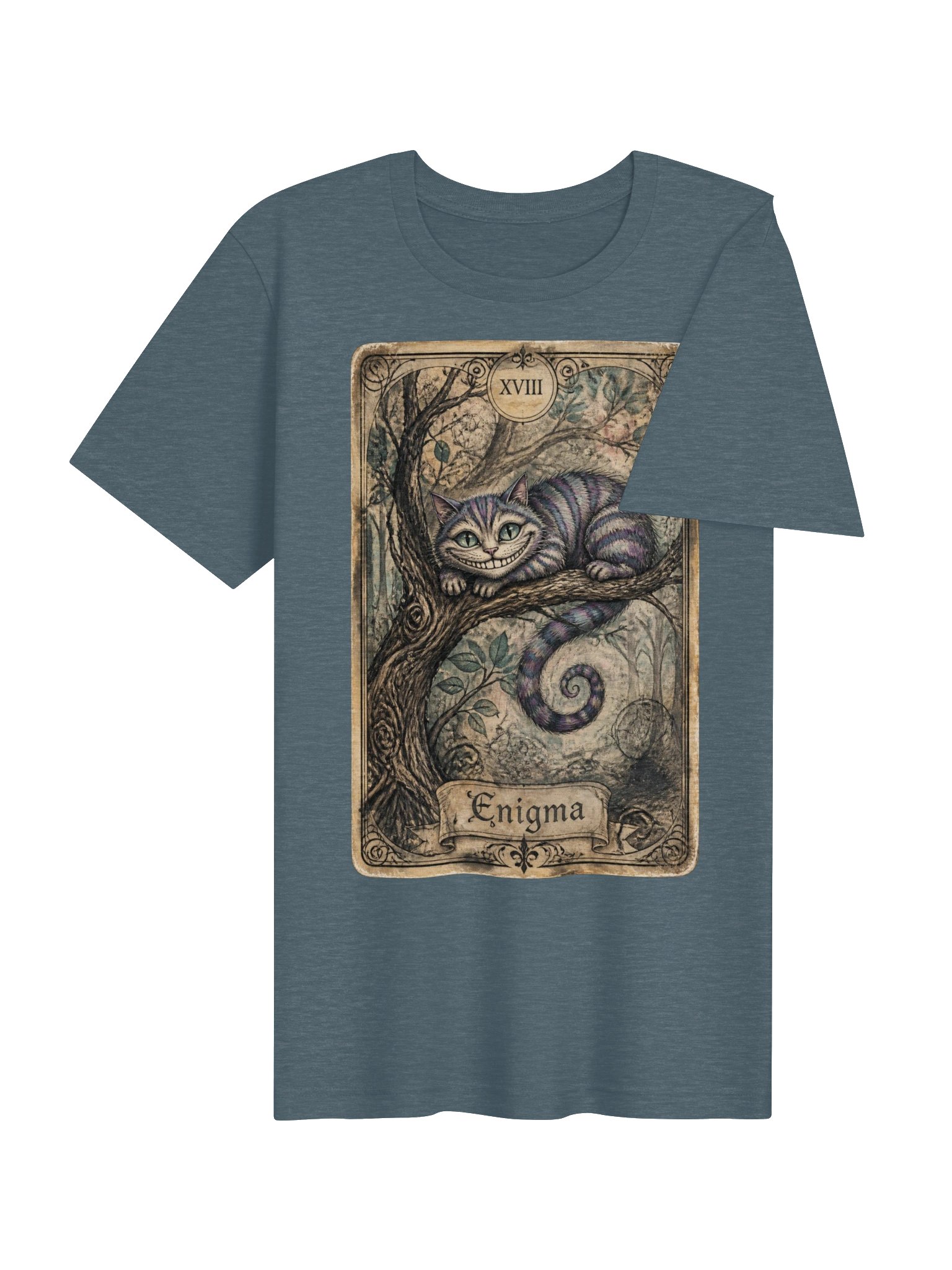 Cheshire Cat Enigma Tarot Shirt, Wonderland Tee, Moon Card Interpretation Graphic product image (5)