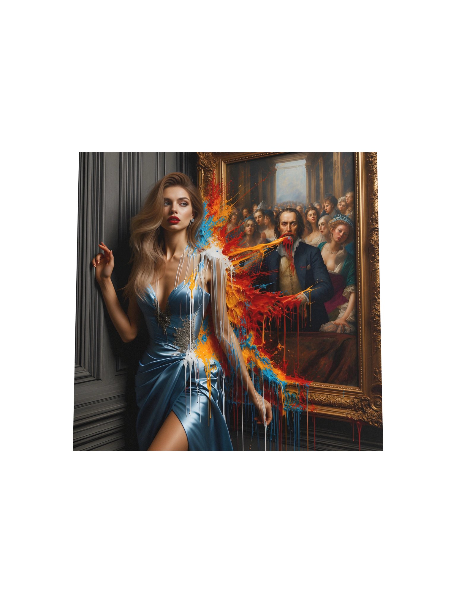 Chaos in the Gallery: Classical Painting Paint Splash Art Print product image (5)