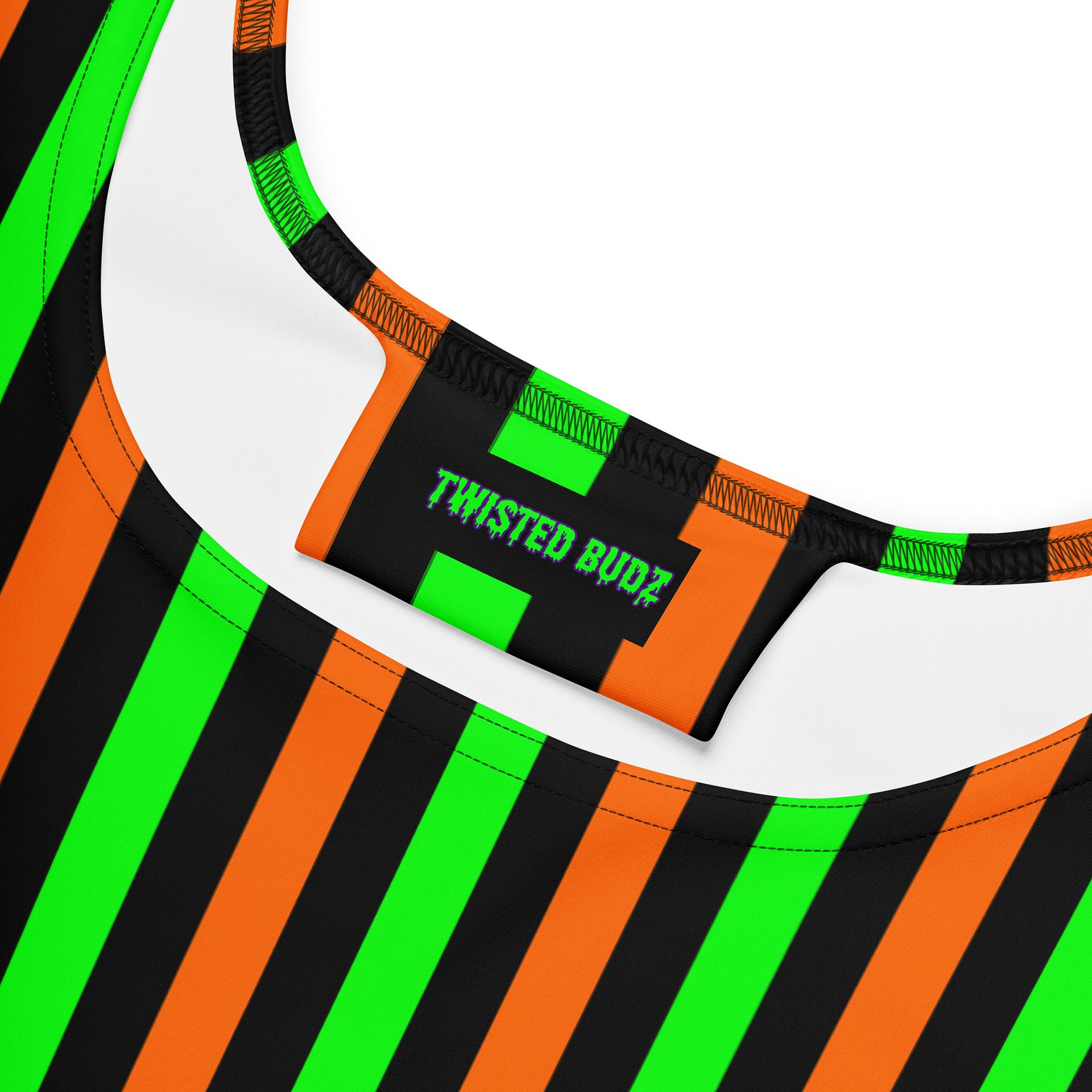 Stoner Circus Stripes Cannabis Skater Dress, 420 Rave Outfit, Neon Green Orange Black Weed Halloween Clothing, Pot Leaf Festival Fashion product image (2)